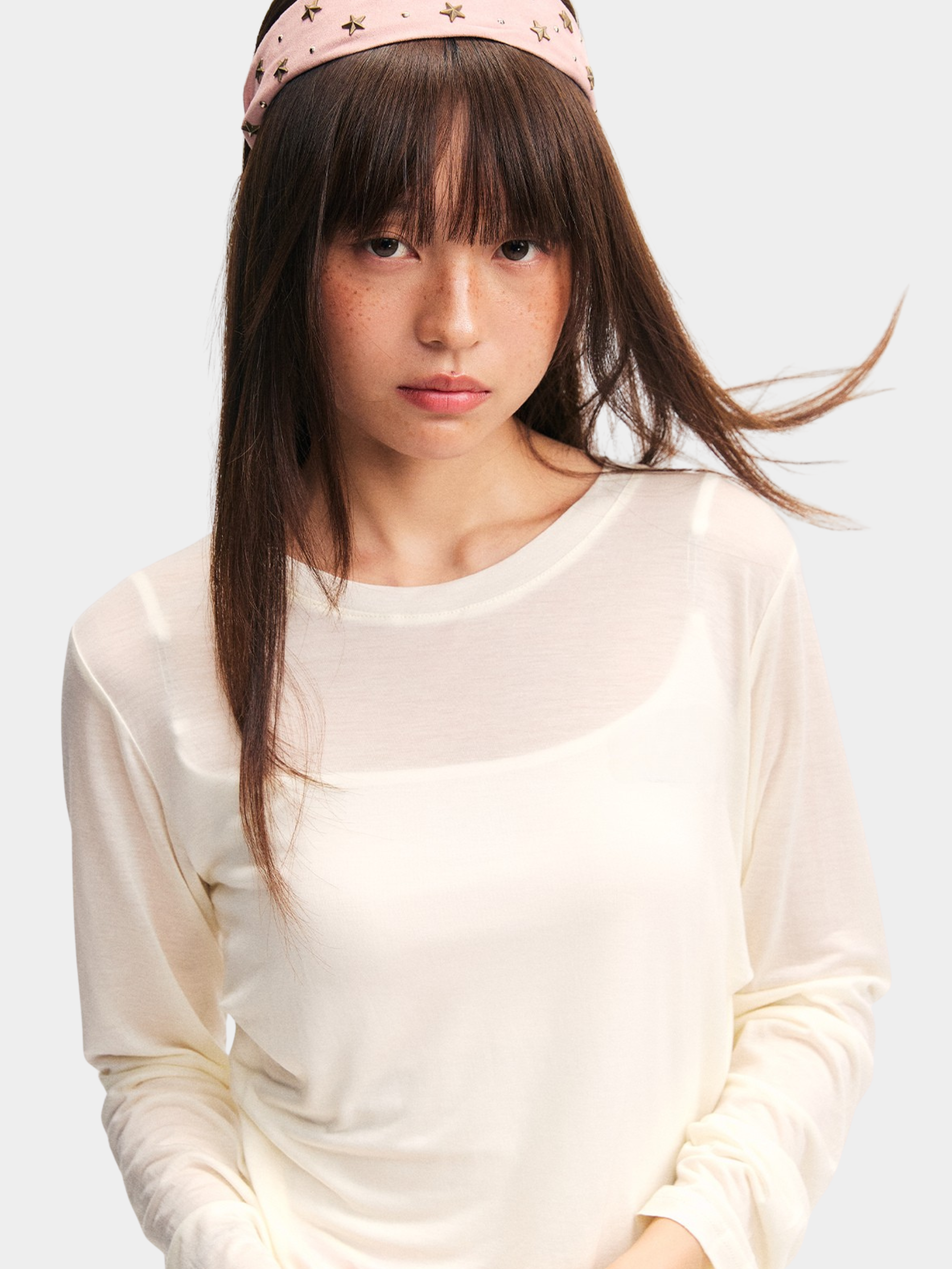 Ashbase - Women's Lightweight Lyocell Star Print Long Sleeve Top