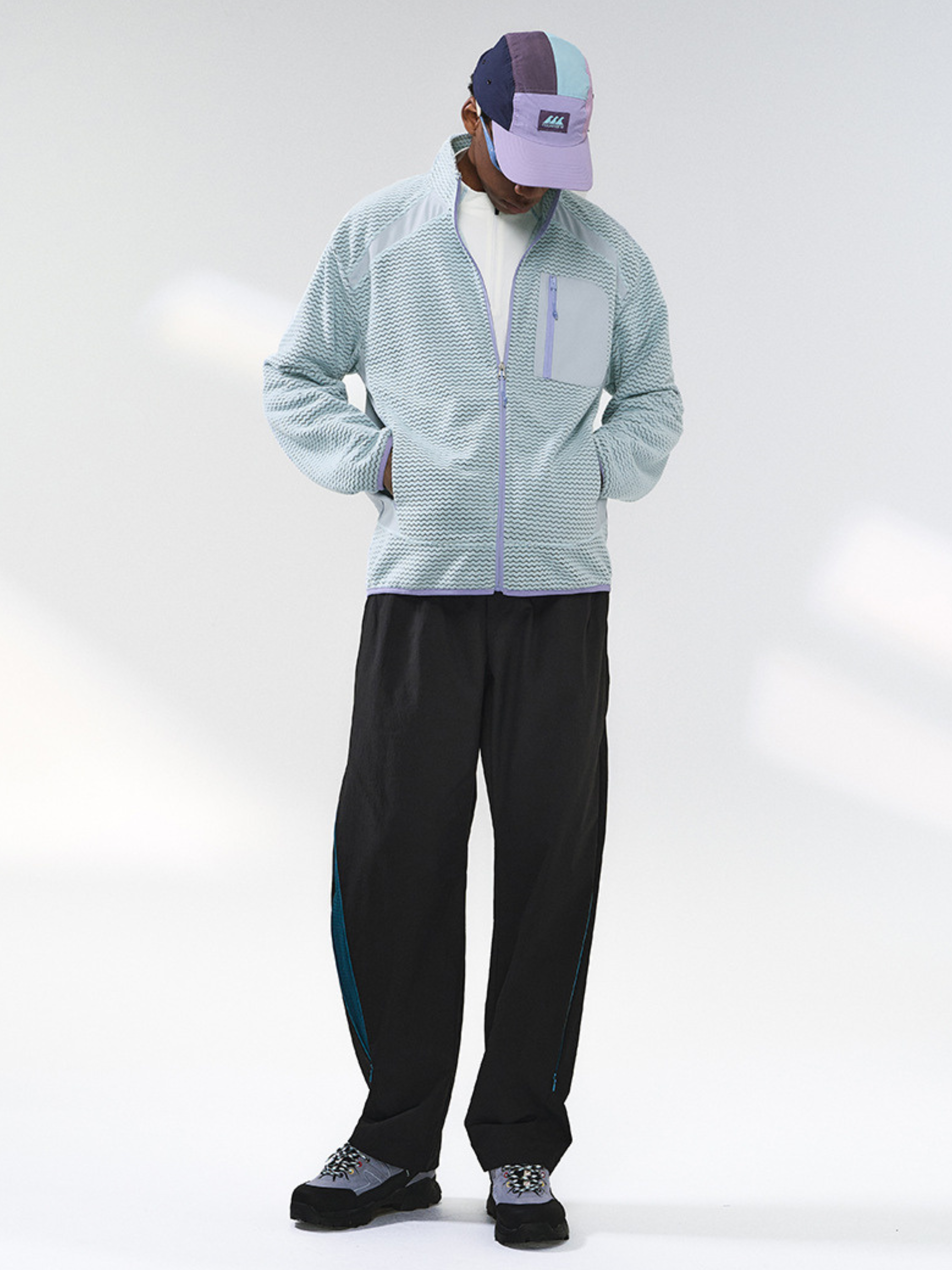 Nightthorn - Unisex Wave Pattern Fleece Zip-Up Sweatshirt