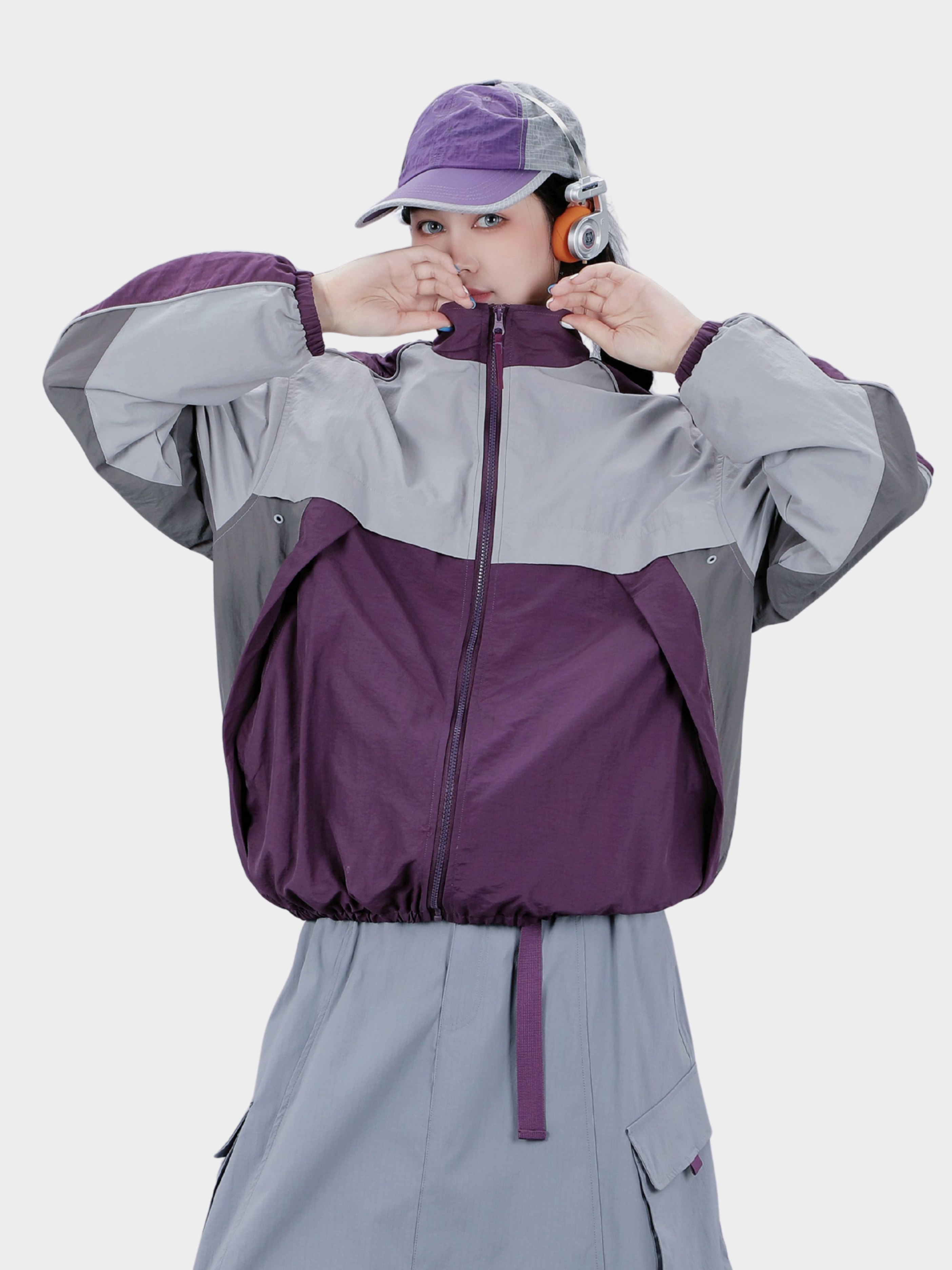 Venturer - Women's Colorblock Stand Collar Windbreaker Jacket