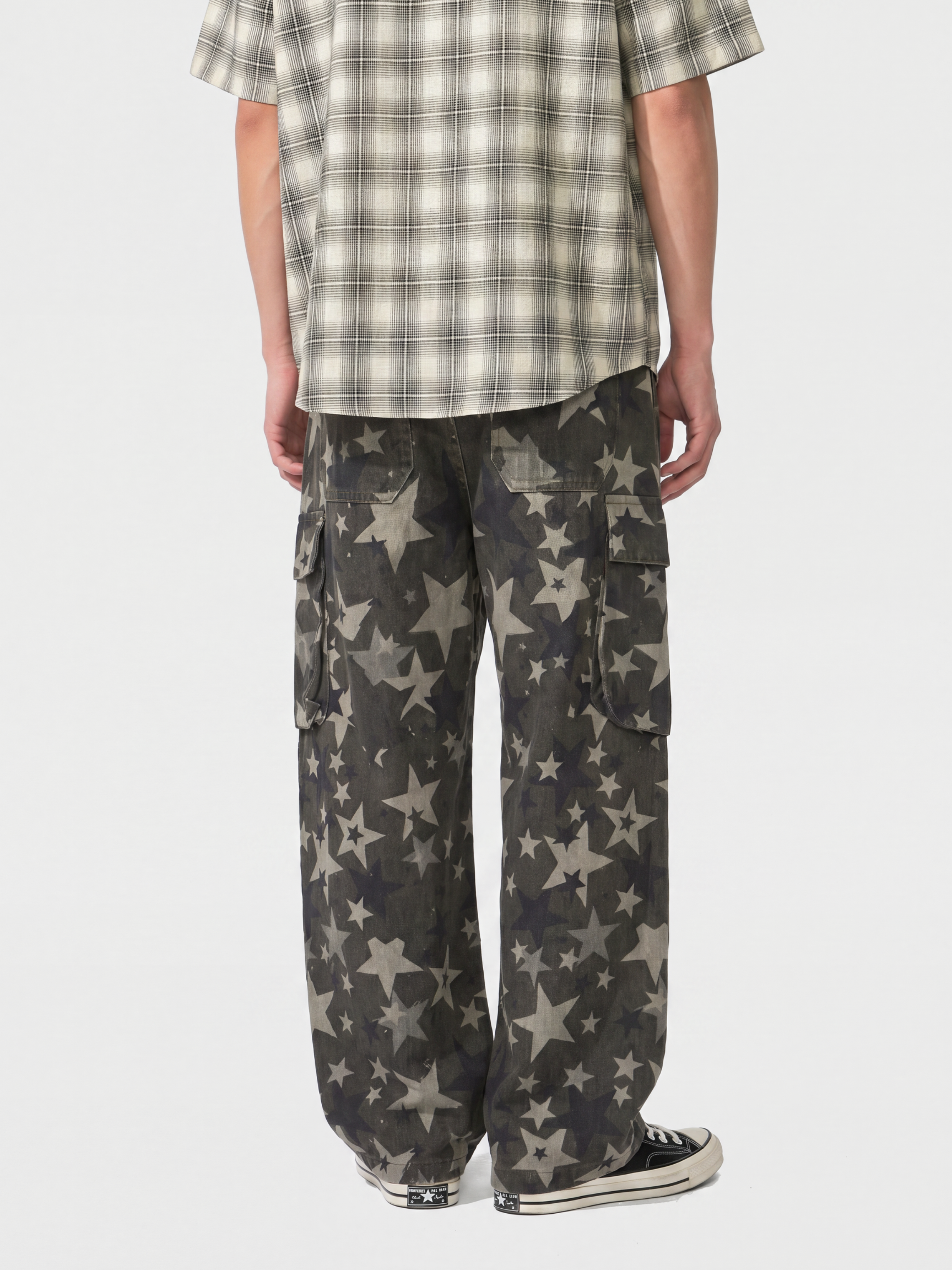 StarStill - Men's Multi-Pocket Star Print Baggy Cargo Pants
