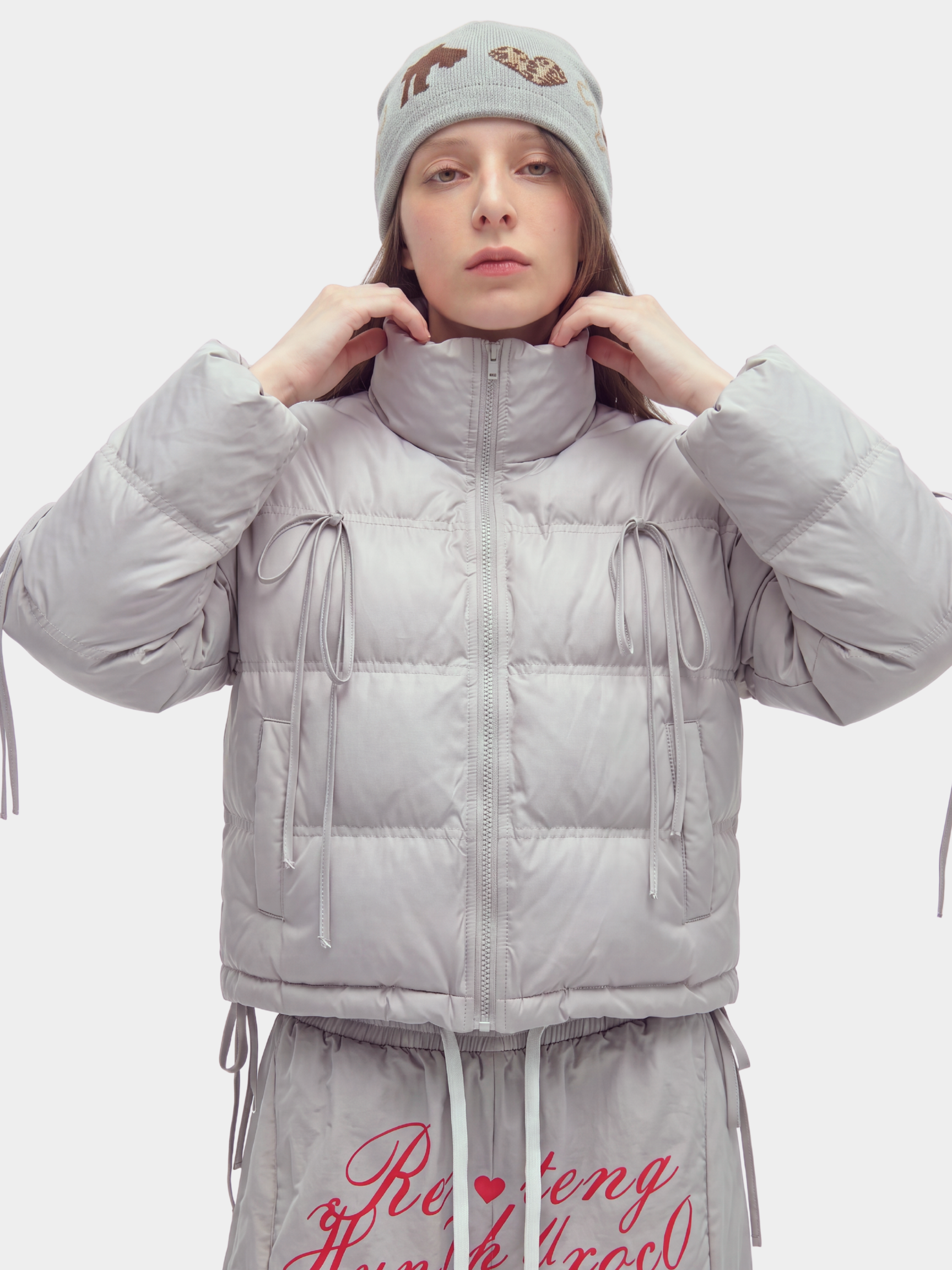 RavenMark - Women‘s Tassel Tie-Front Short Padded Jacket