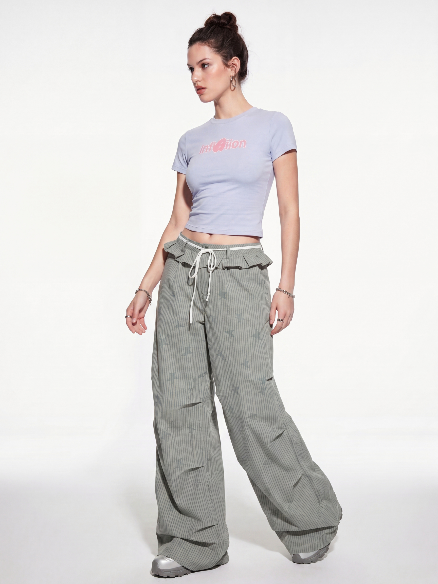 LineStar - Women's Striped Star Print Quick-Dry Parachute Pants