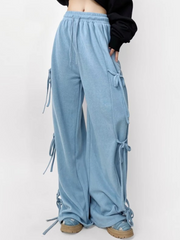 ThornPort - Women's Elastic Waist Butterfly Bow Loose Pants