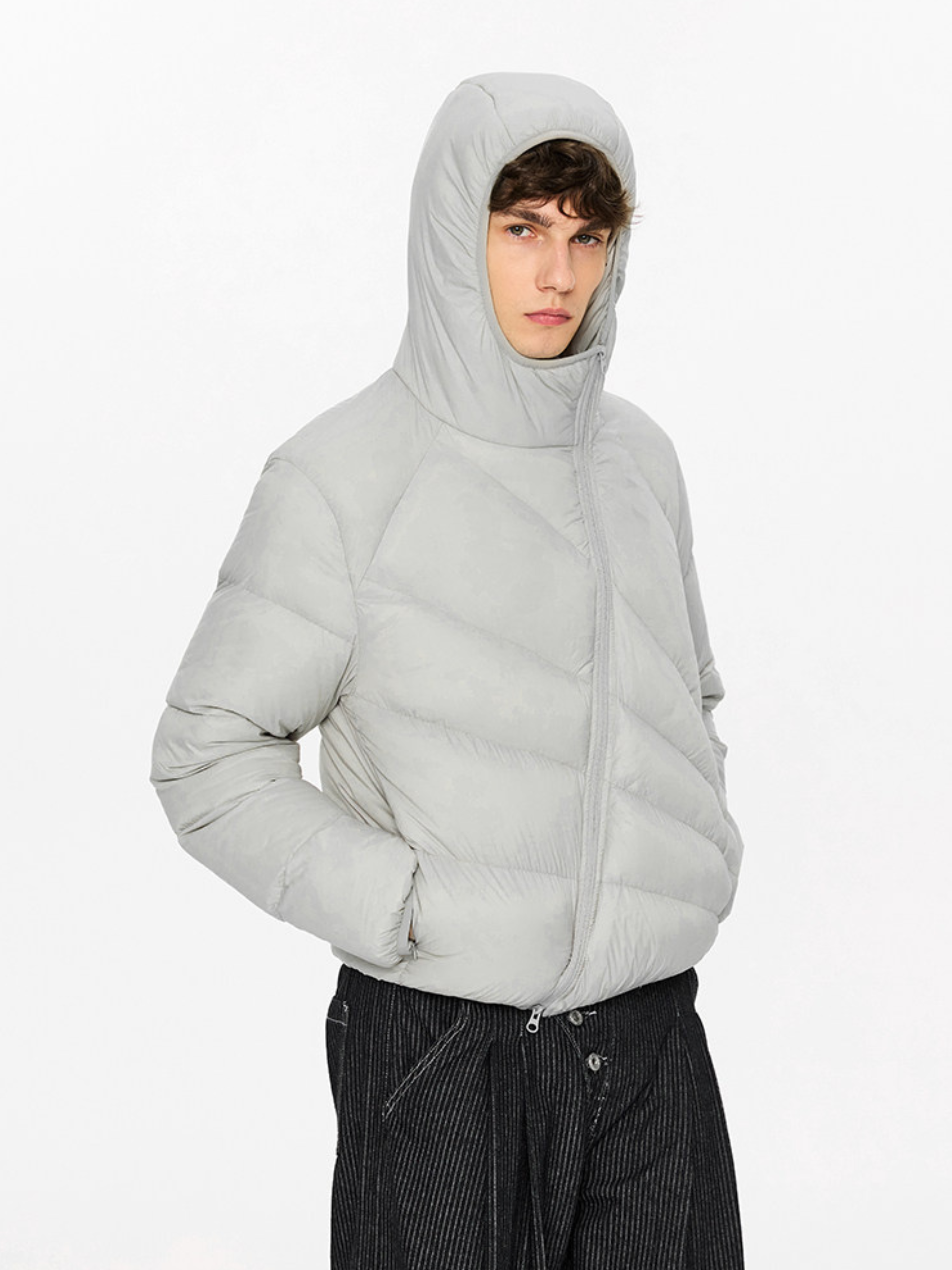 Frostfeather - Unisex Asymmetrical Zip 90% White Duck Down Jacket