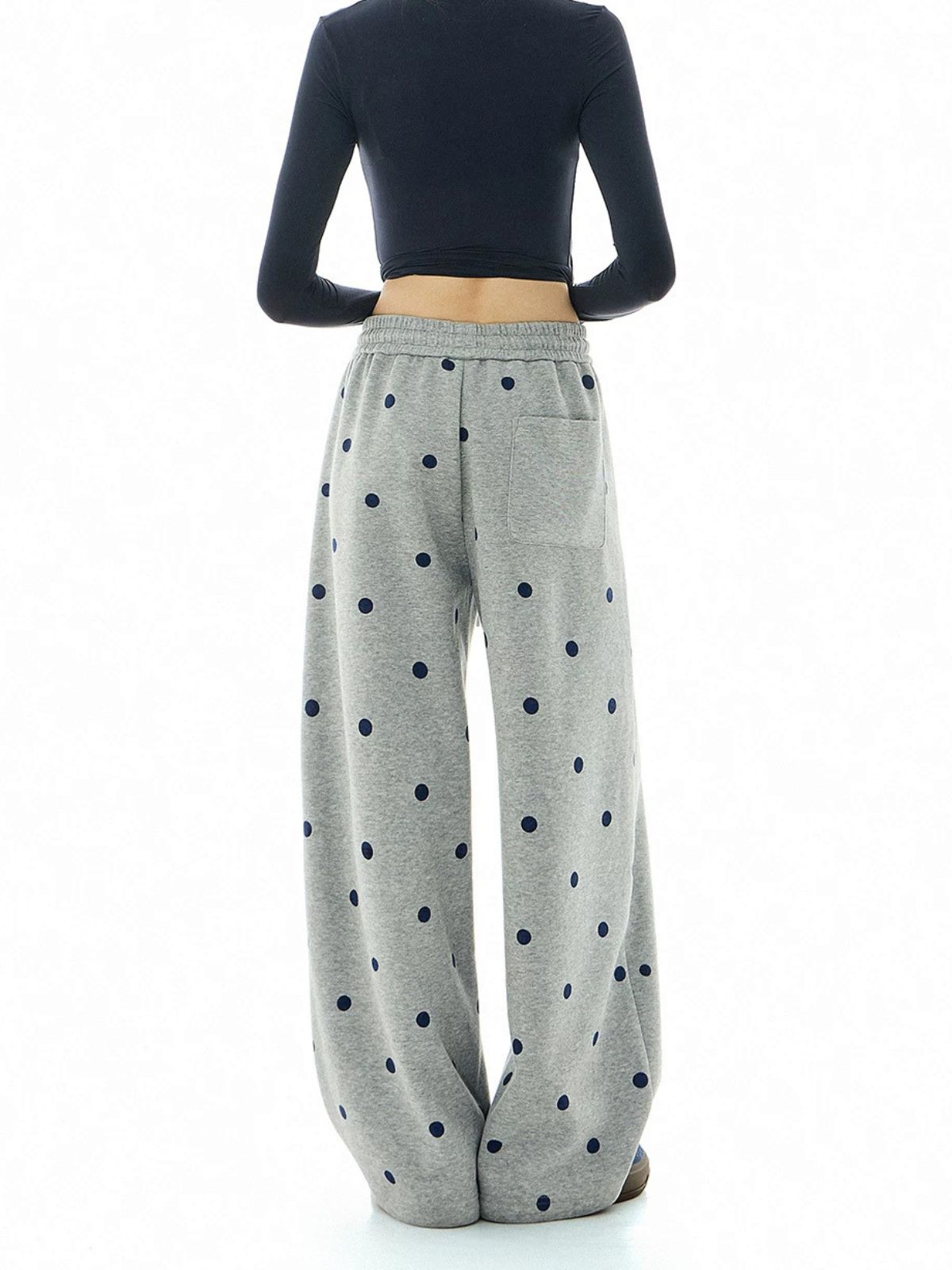 Moonwalk - Women's Polka Dot Draped Wide-Leg Sweatpants