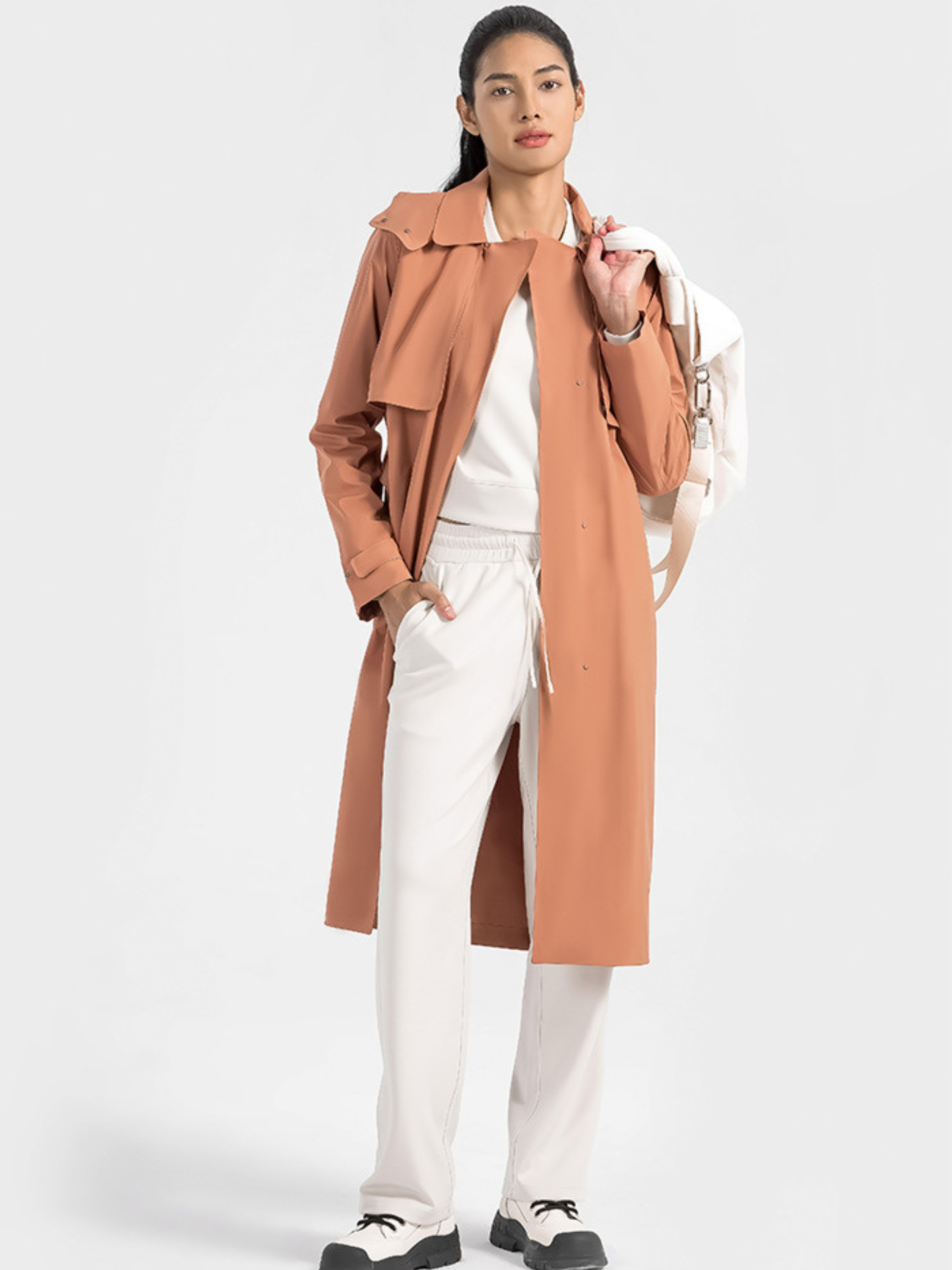 MesaNest - Women's Waterproof Windproof Long Trench Shell Jacket with Detachable Hood GONGGAR SPORTS