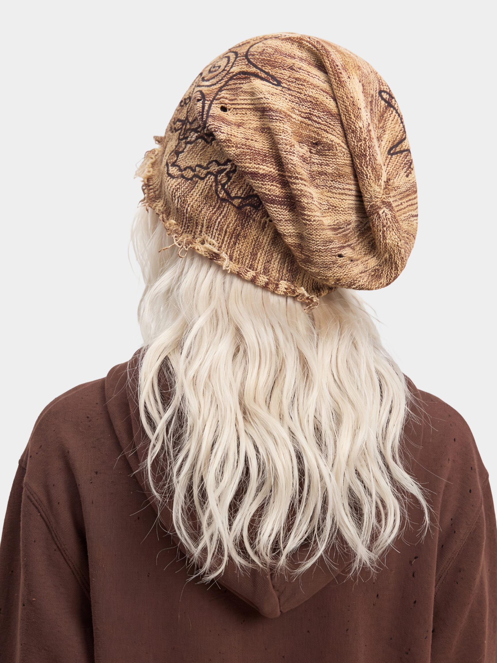 StarKnit - Starfish Graphic Distressed Raw-Edge Knit Beanie
