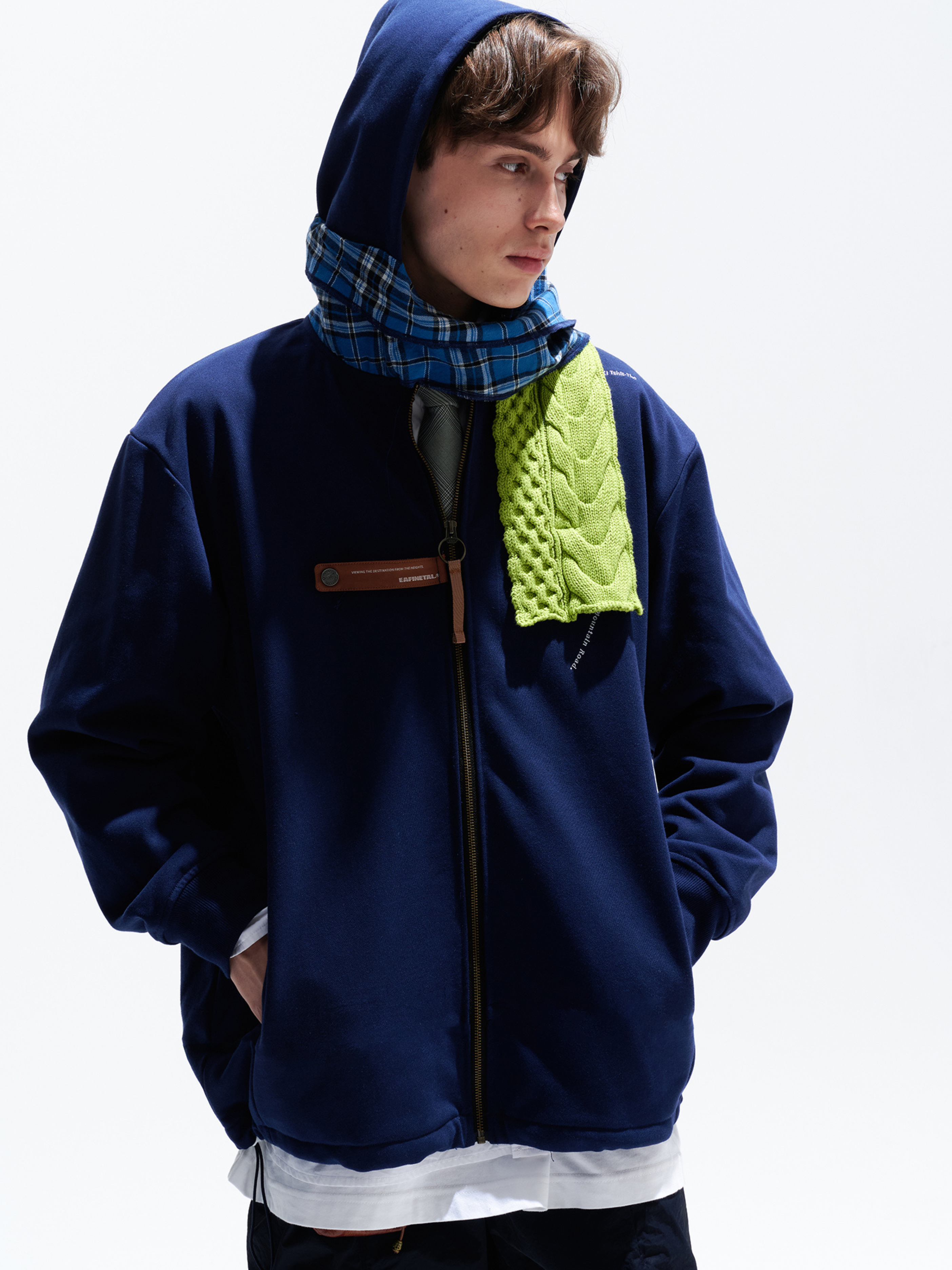 CanyonGo - Unisex Asymmetric Scarf Patchwork Hoodie Jacket