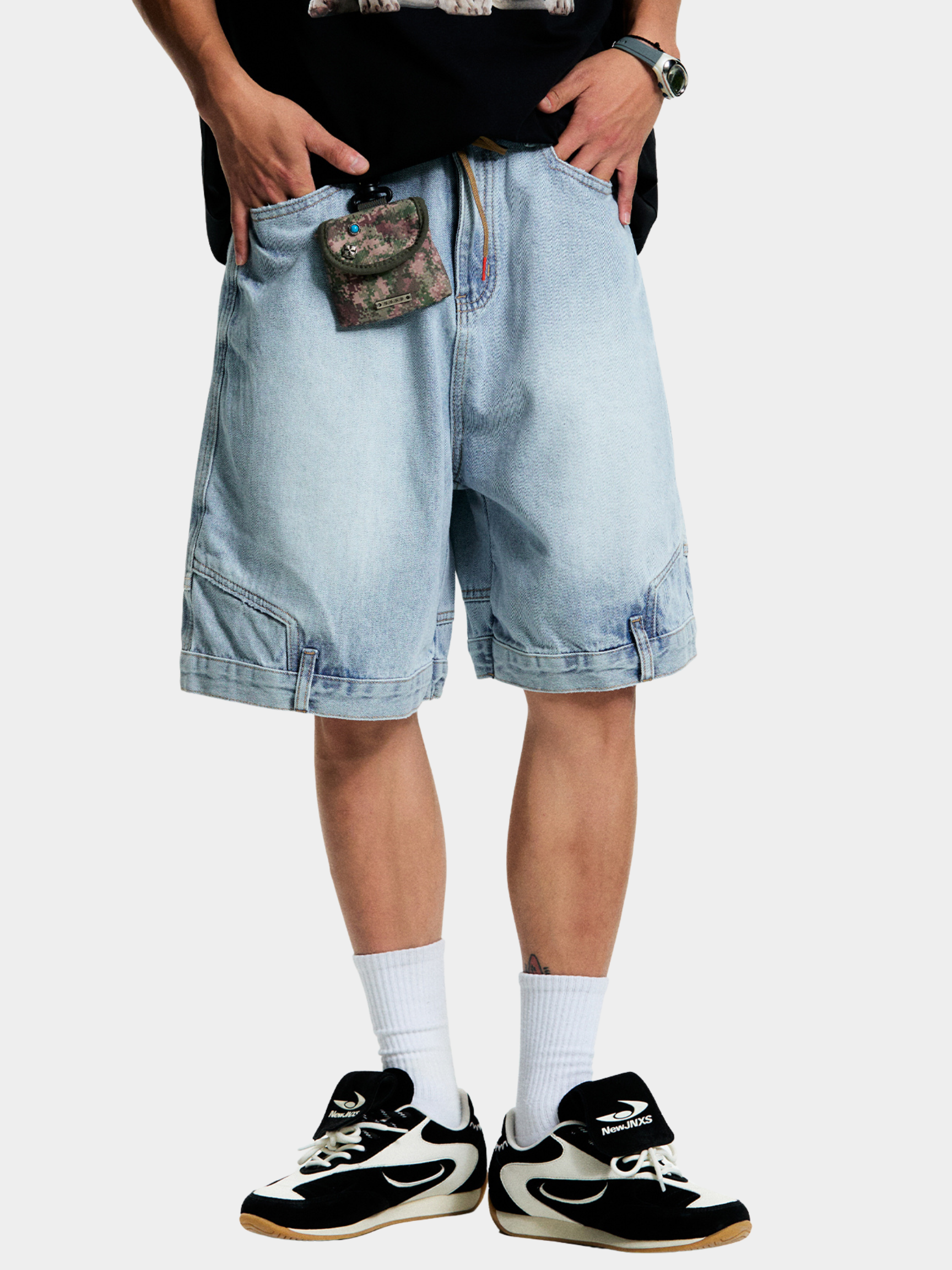 BaseLamp - Men's Upside-Down Reversible Denim Shorts