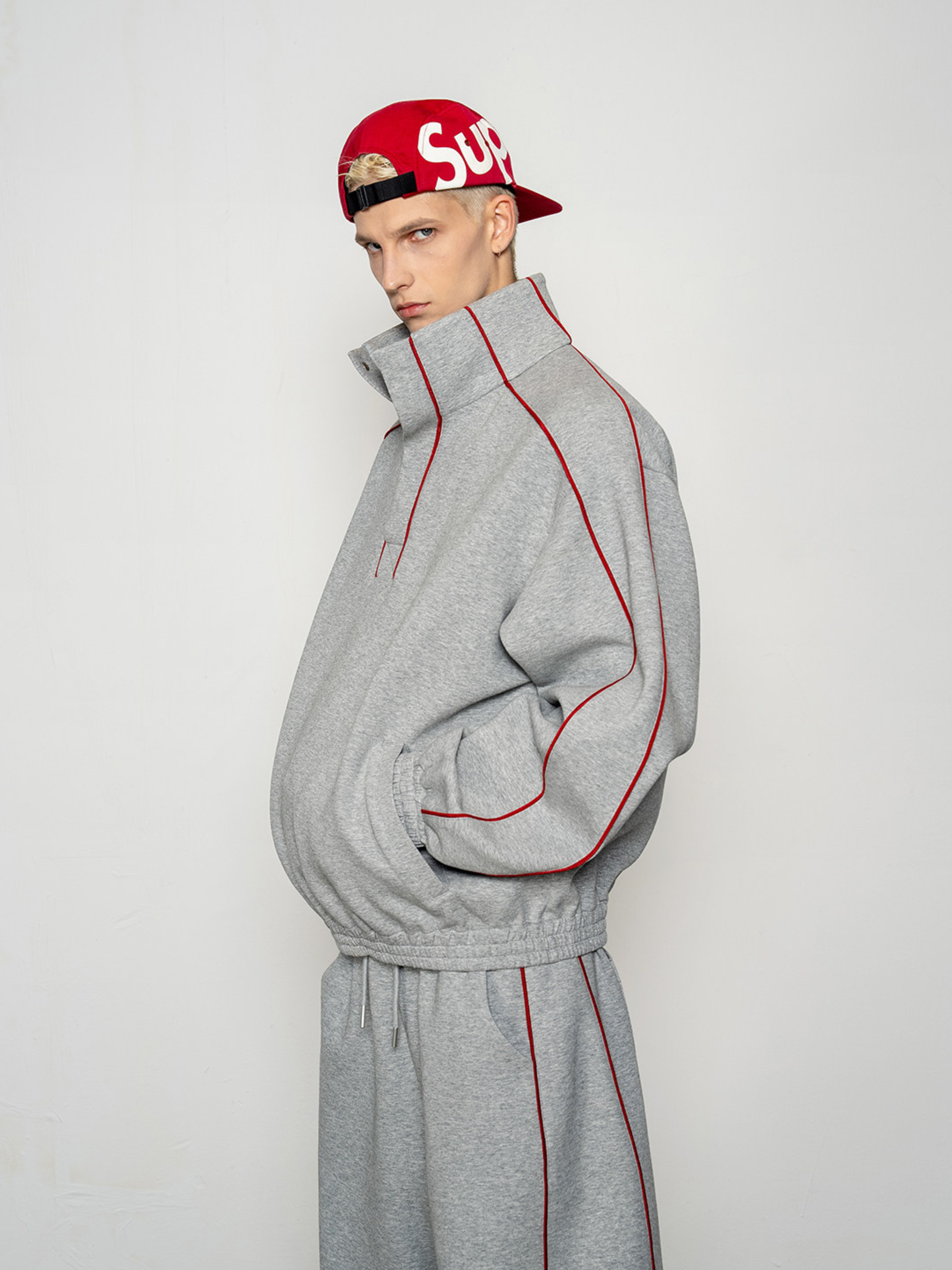 Emberthrone - Men's High-Neck Sweatshirt & Curved-Leg Jogger Set