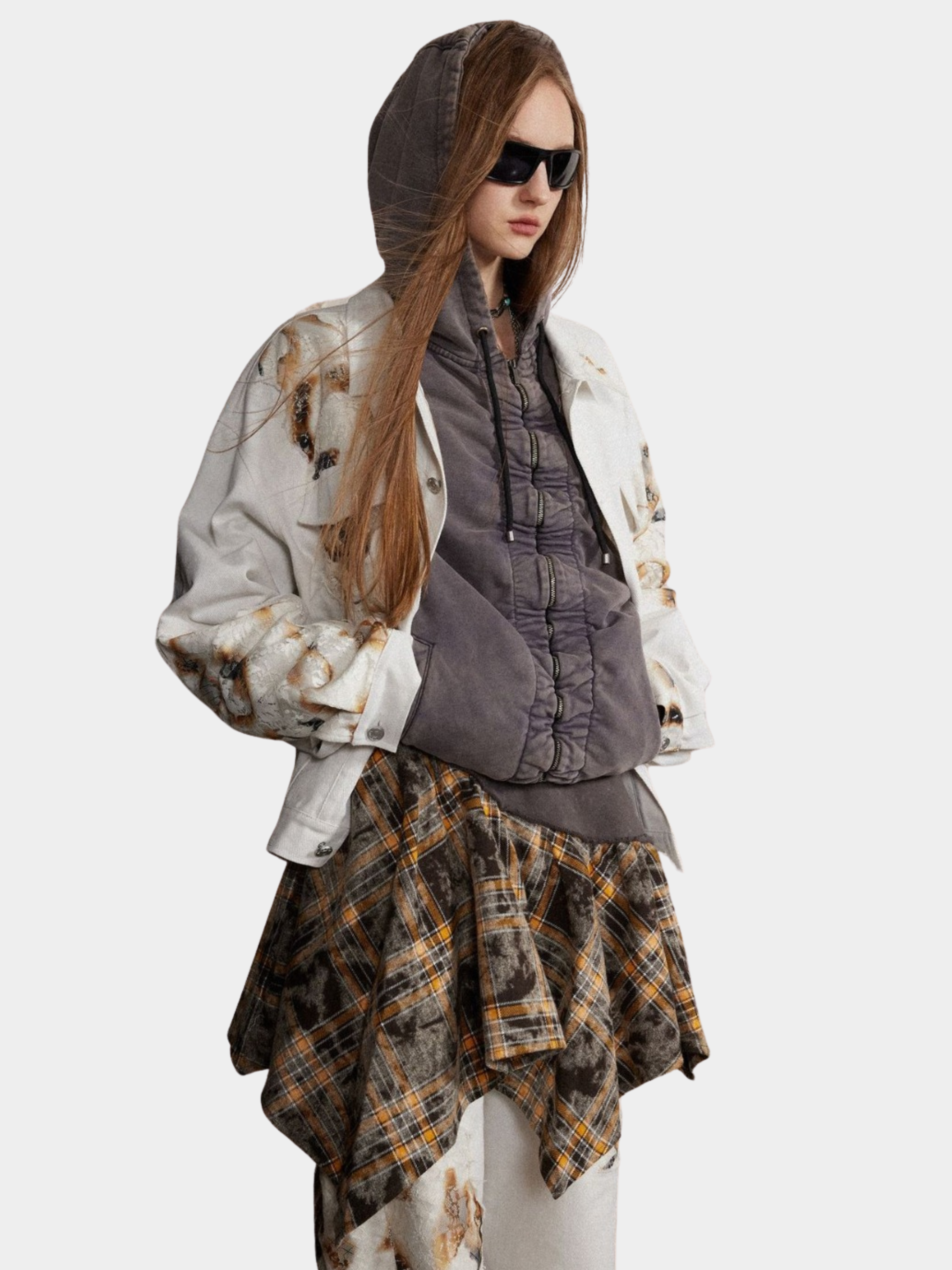 Blazeview - Women's Flame Lace Patchwork Denim Jacket