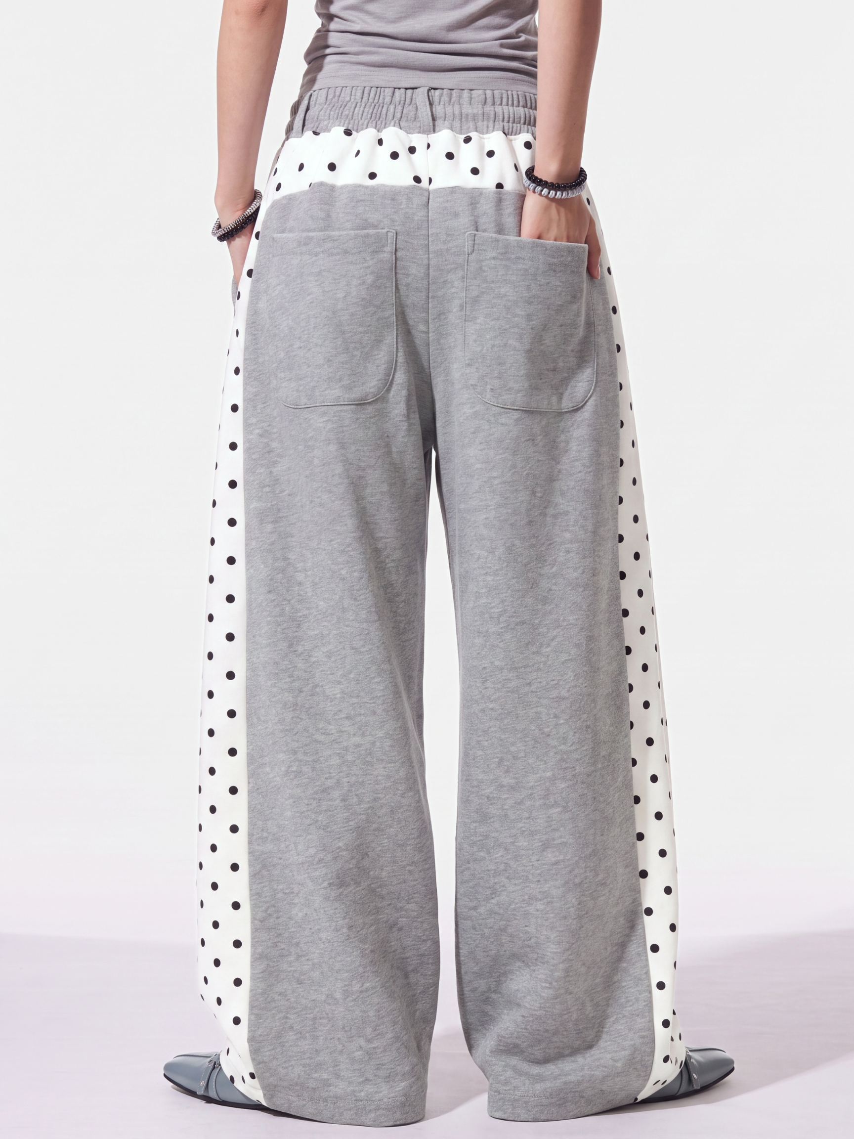 StrideDot - Women's Polka Dot Wide-Leg Sweatpants