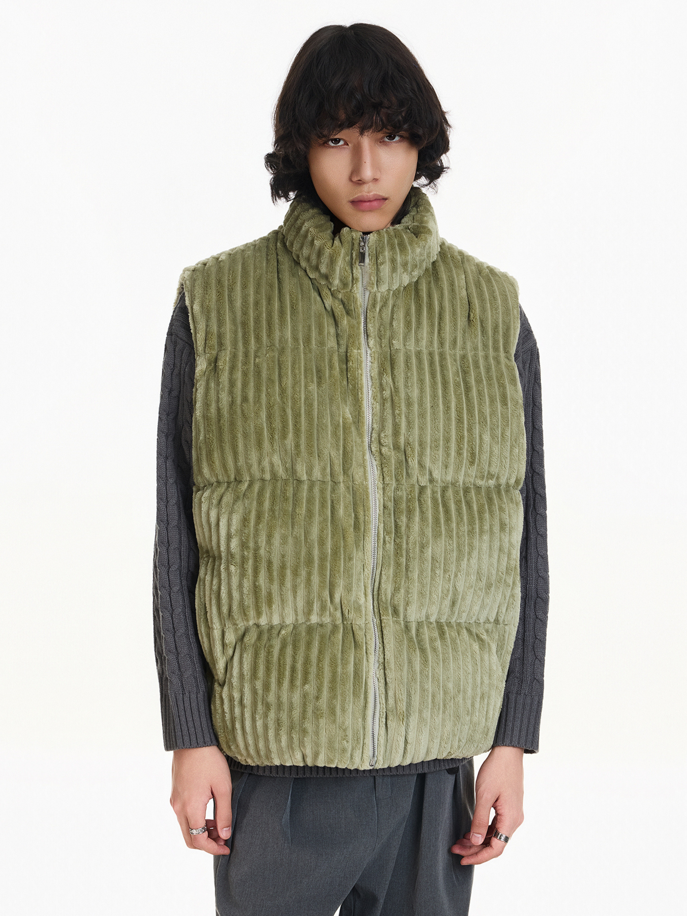Ember - Unisex Corduroy Stand-Collar Padded Vest