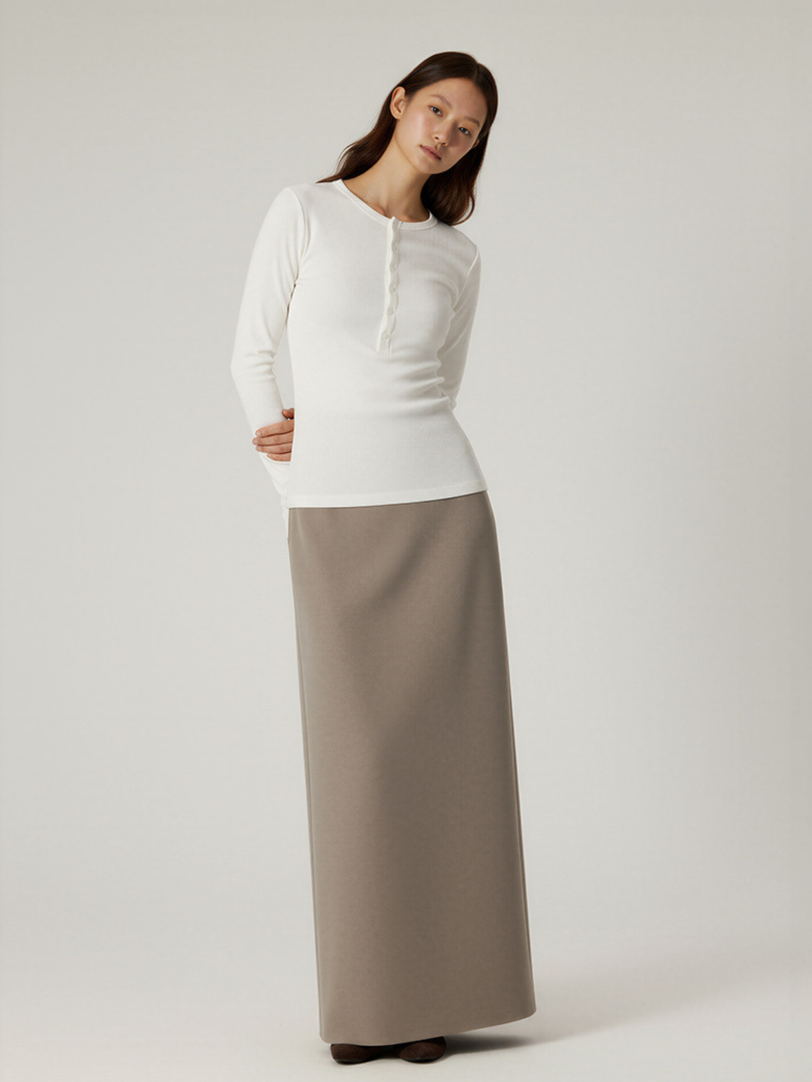 Echo - Women's TENCEL™ Henley Neck Slim-Fit Long Sleeve Tee