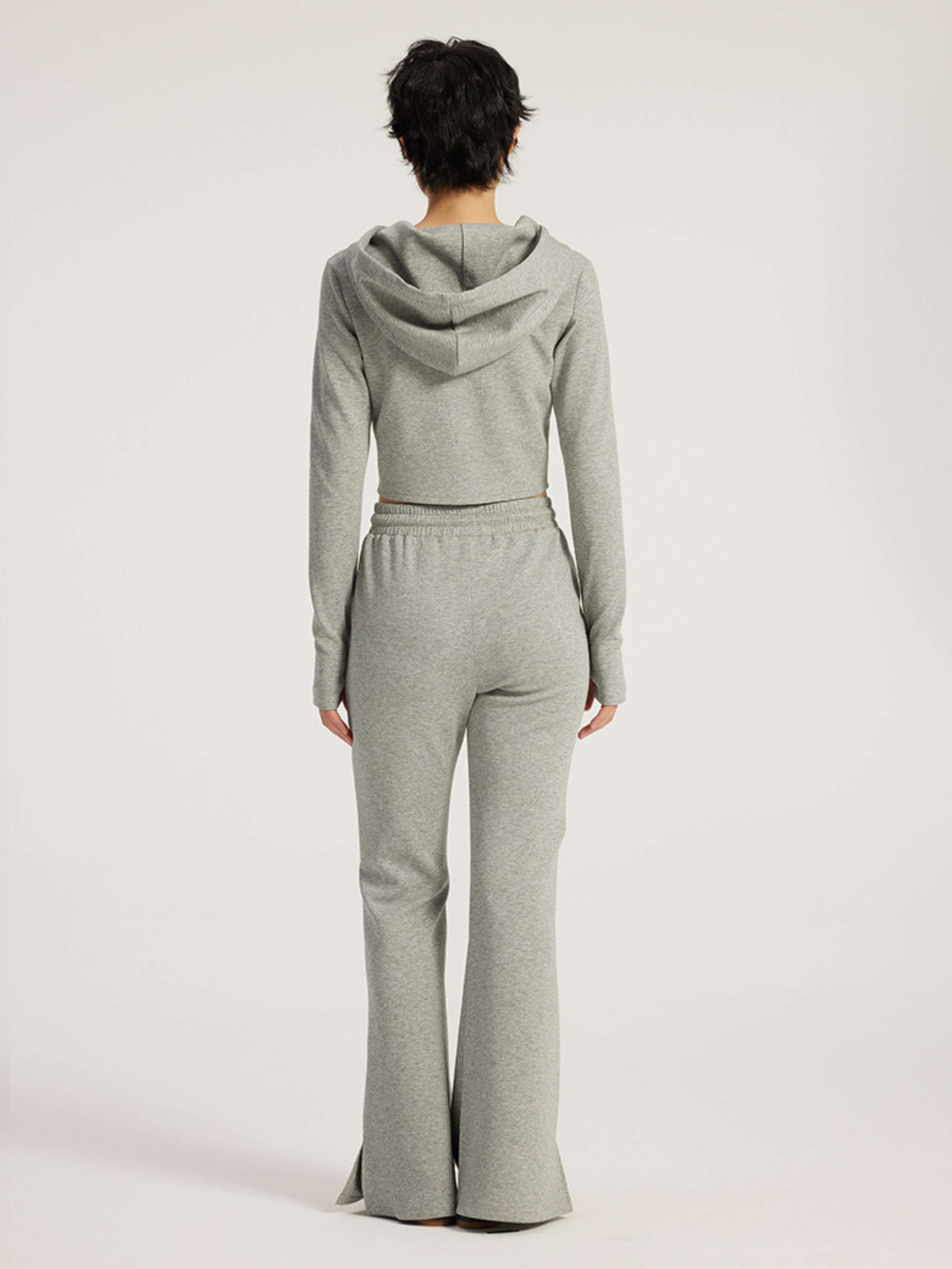 Wildstream - Women's Cropped Fitted Hoodie & High-Waist Micro-Flare Pants Set