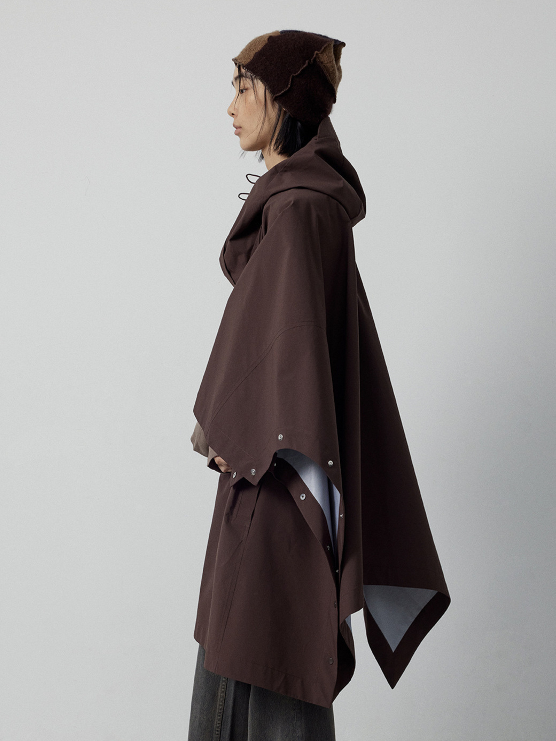 OwlPort - Women's Waterproof Metal-Button Drawstring Hooded Cape Jacket GONGGAR SPORTS