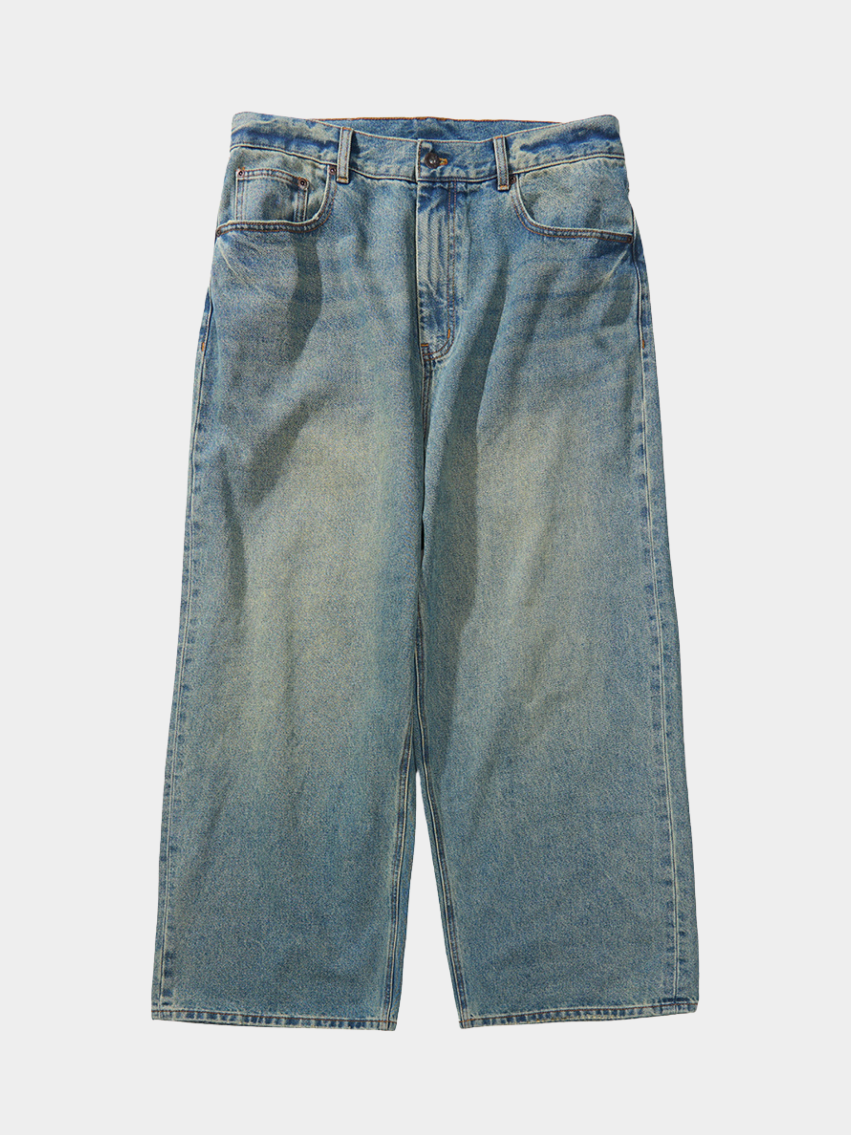 Tempestfire - Men's Washed Denim Wide-Leg Jeans