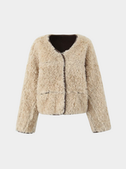 Ashtrack - Women's Reversible Faux Suede & Sherpa Fleece Jacket