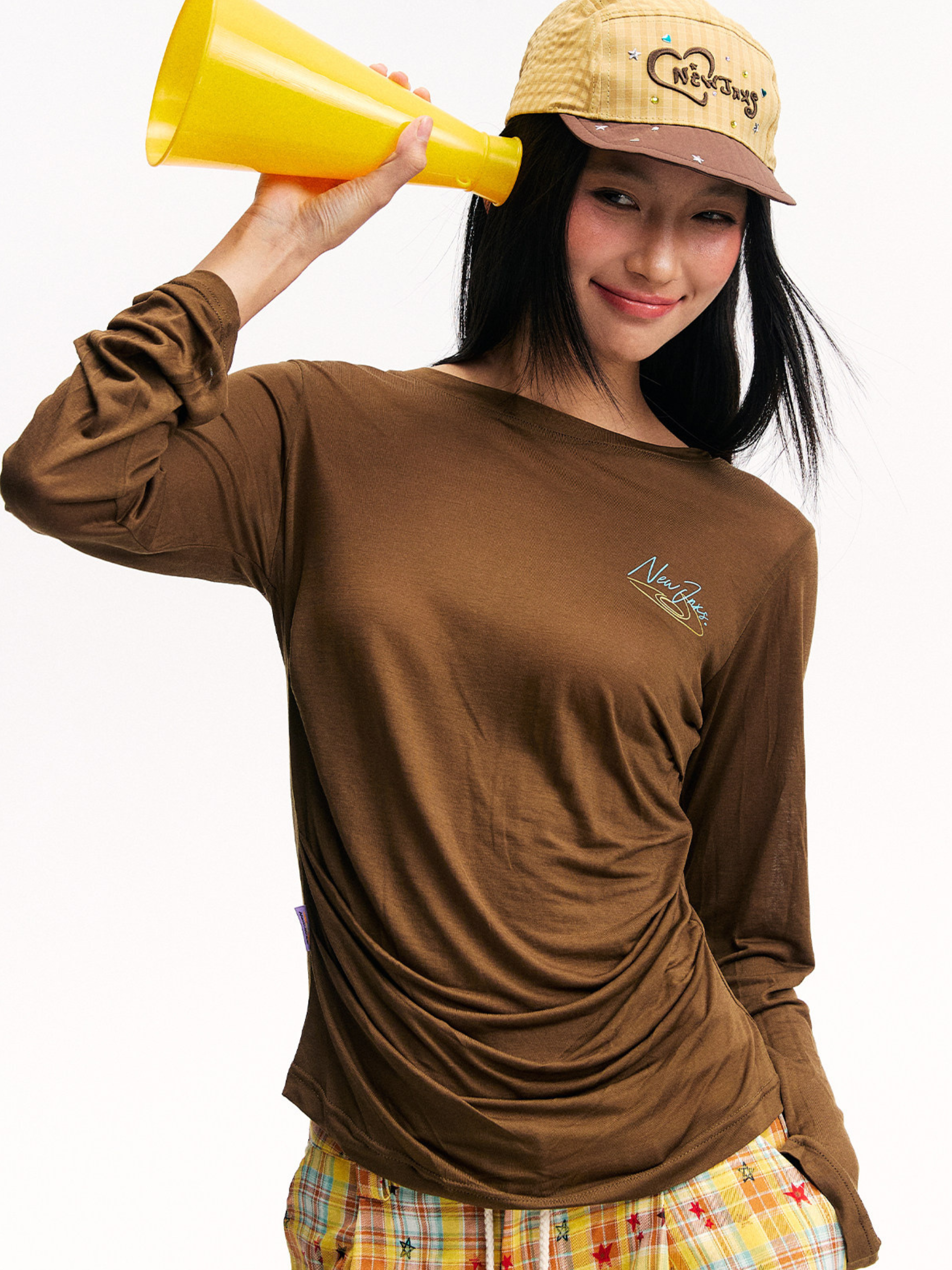 Ashbase - Women's Lightweight Lyocell Star Print Long Sleeve Top