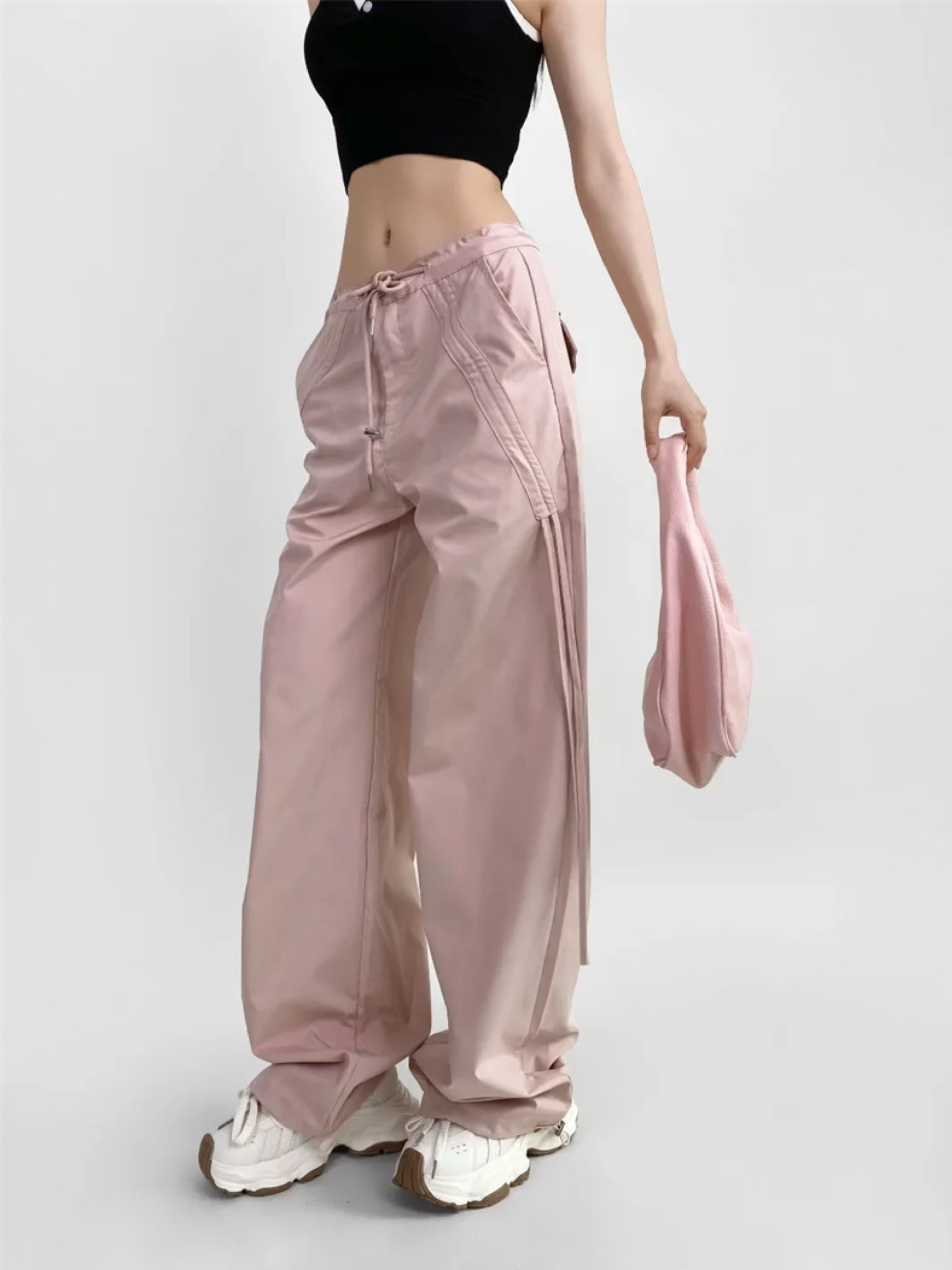 ThornPath - Women's Drawstring Tie Double-Pocket Loose-Fit Pants