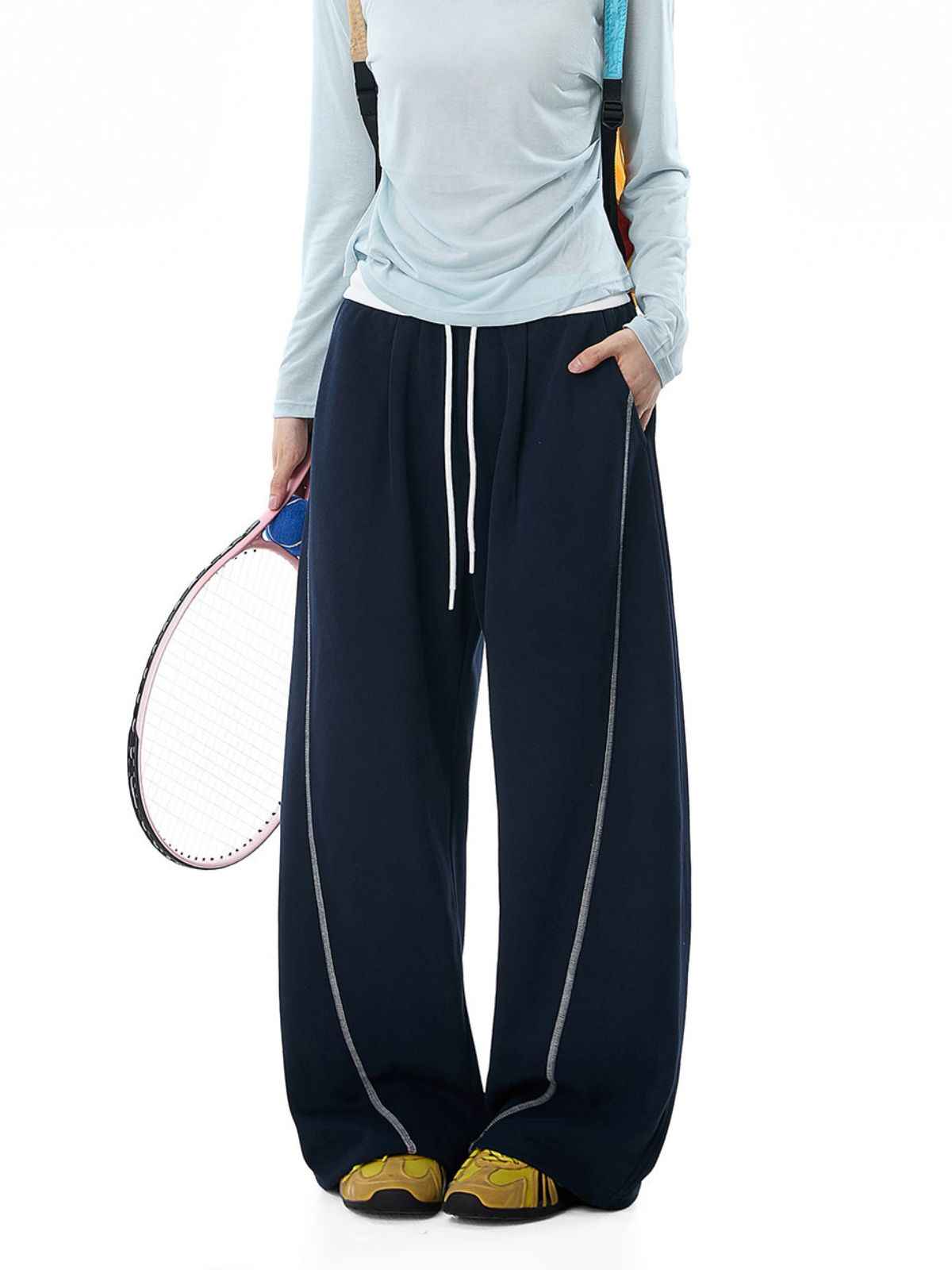 DustCloud - Women's Color-Block Curved-Leg Relaxed Sweatpants