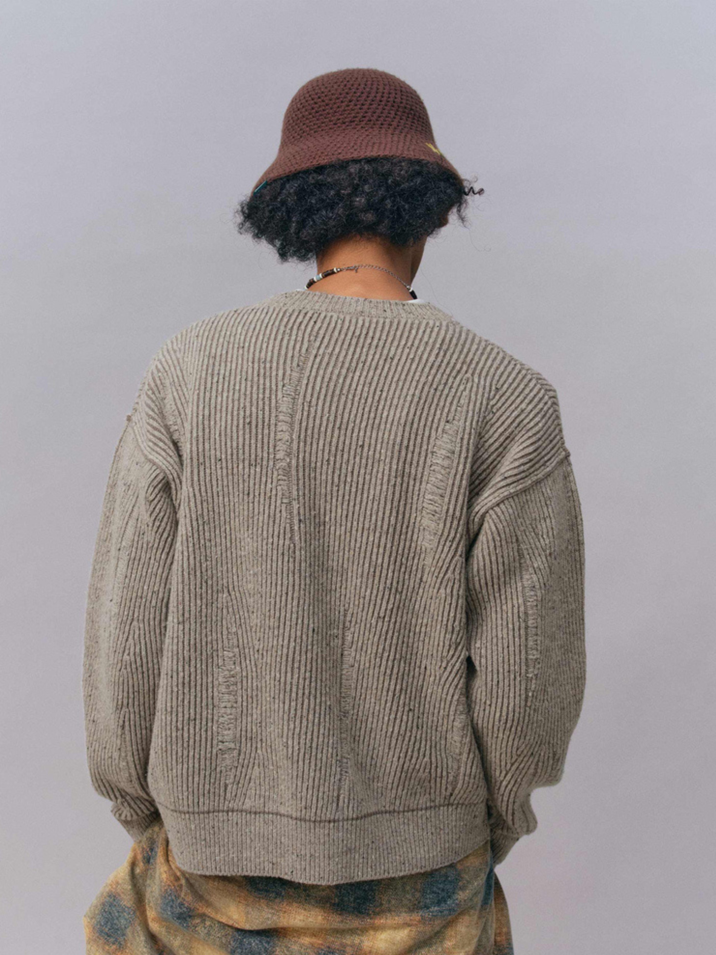 Embercrag - Unisex Crewneck Distressed Knit Sweater