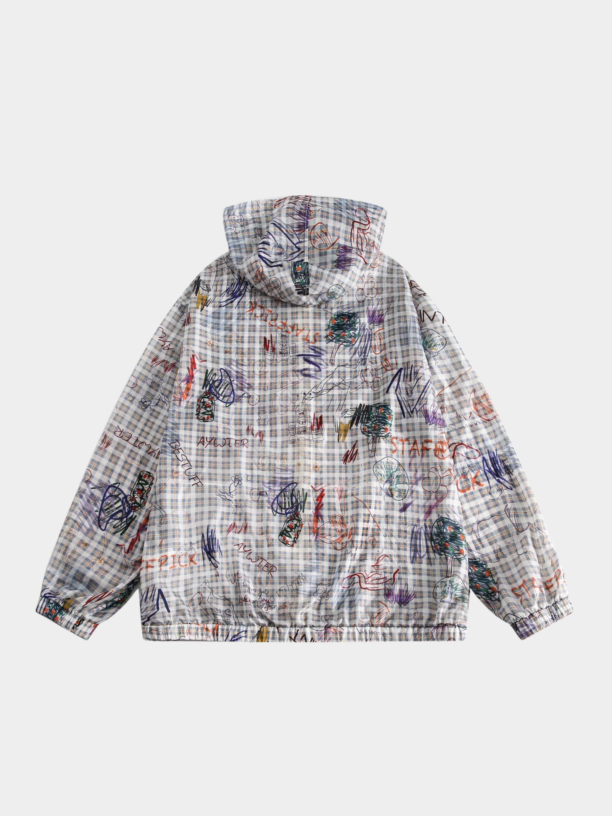 MesaStep - Women's UPF50+ Graffiti Print Loose-Fit Hooded Sun Protection Jacket GONGGAR SPORTS