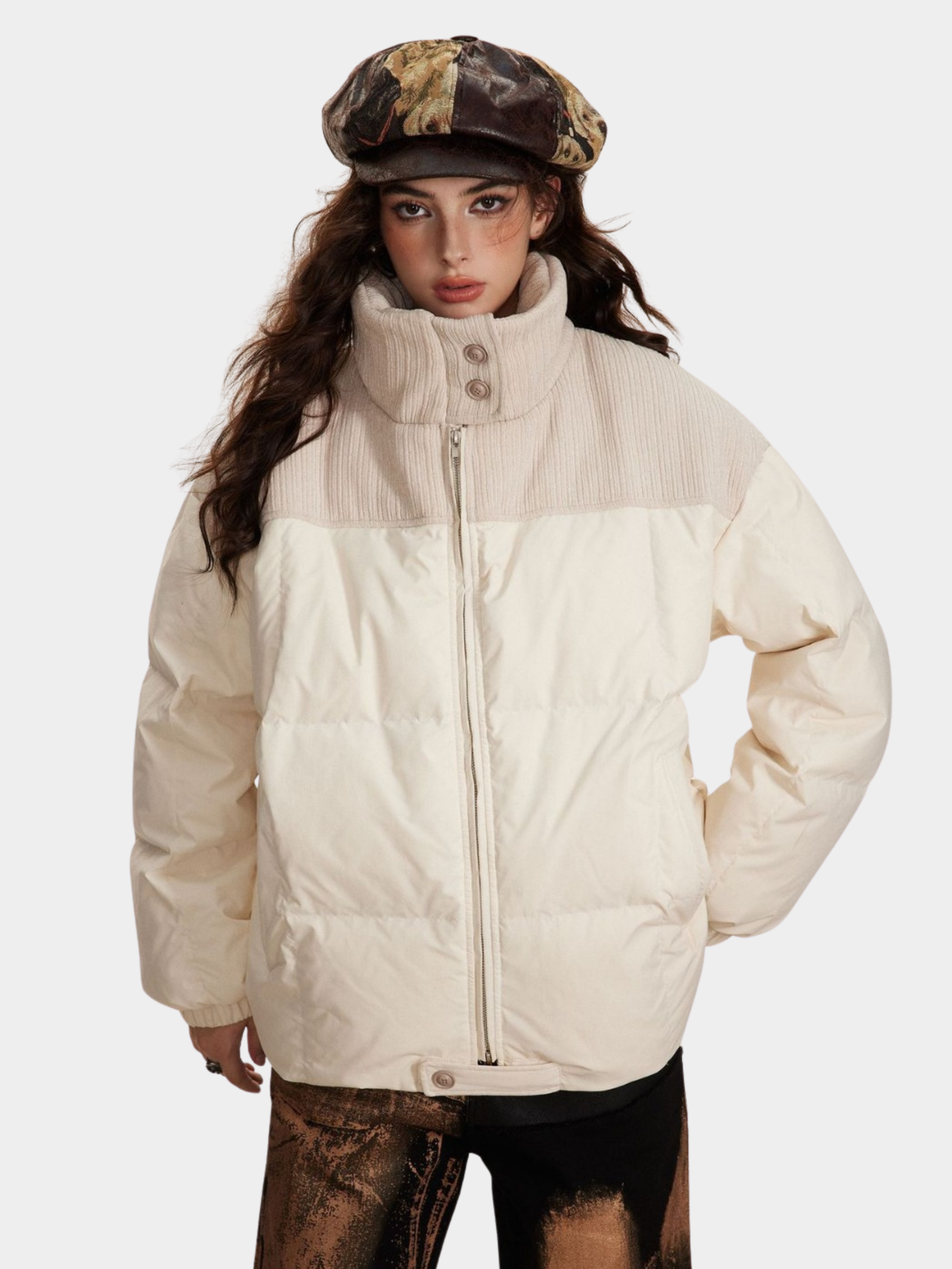 Pinestride - Women‘s Color-Block 90% White Duck Down Jacket GONGGAR SPORTS