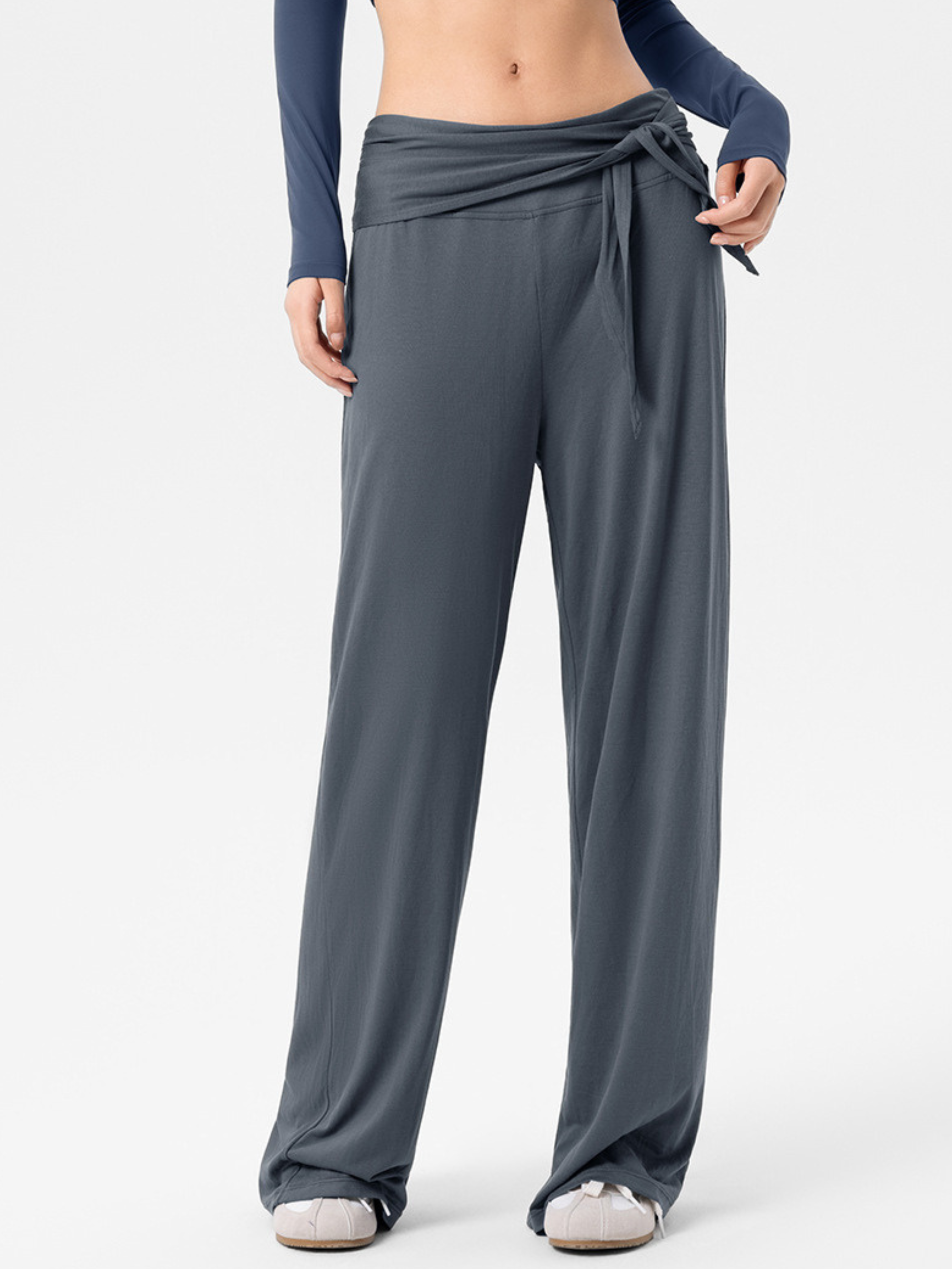 EchoCrest - Women's Detachable Belt Breathable Wide-Leg Pants