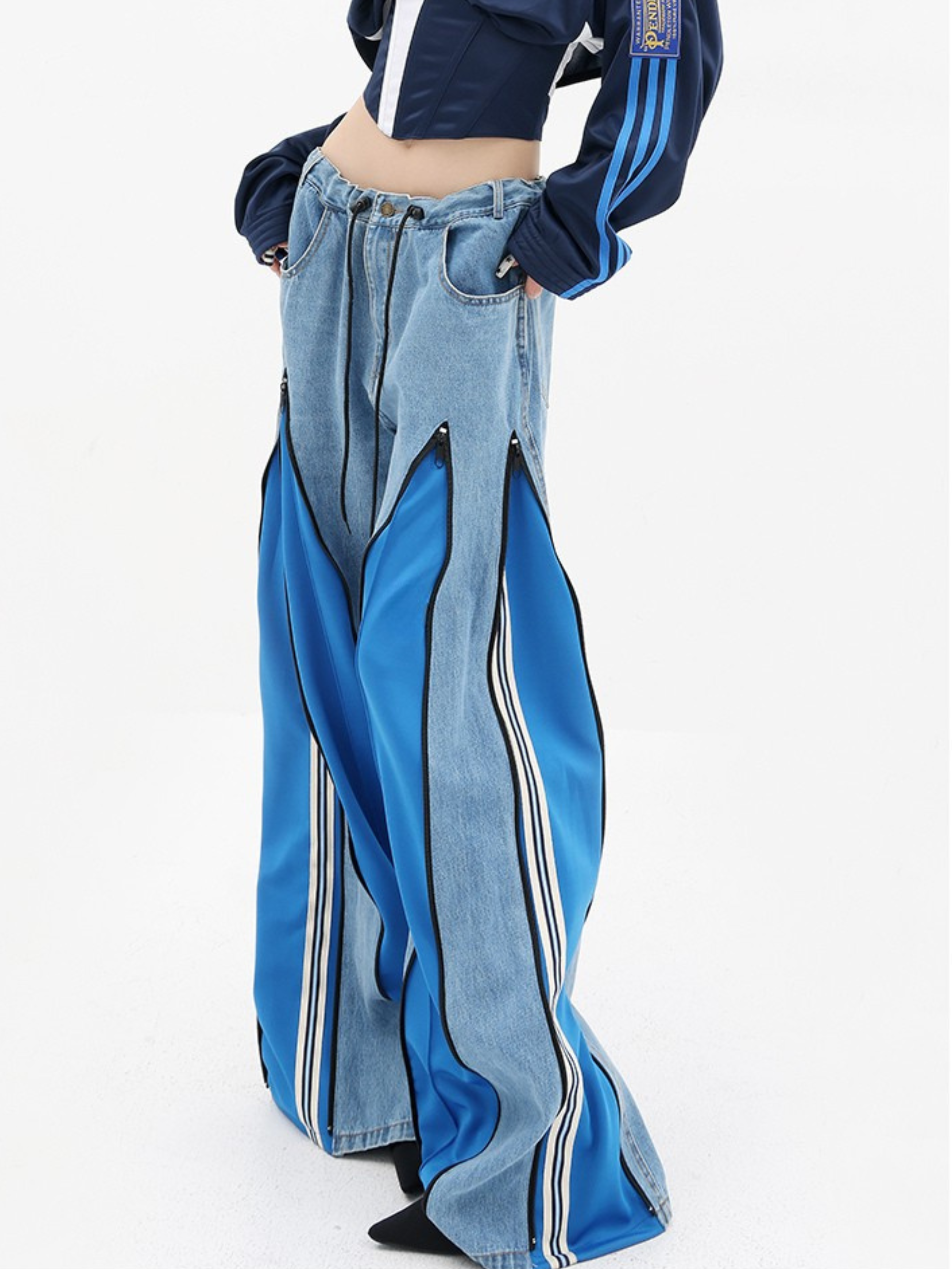 ThornLife - Women‘s Zip-Panel Color-Block Denim Jeans