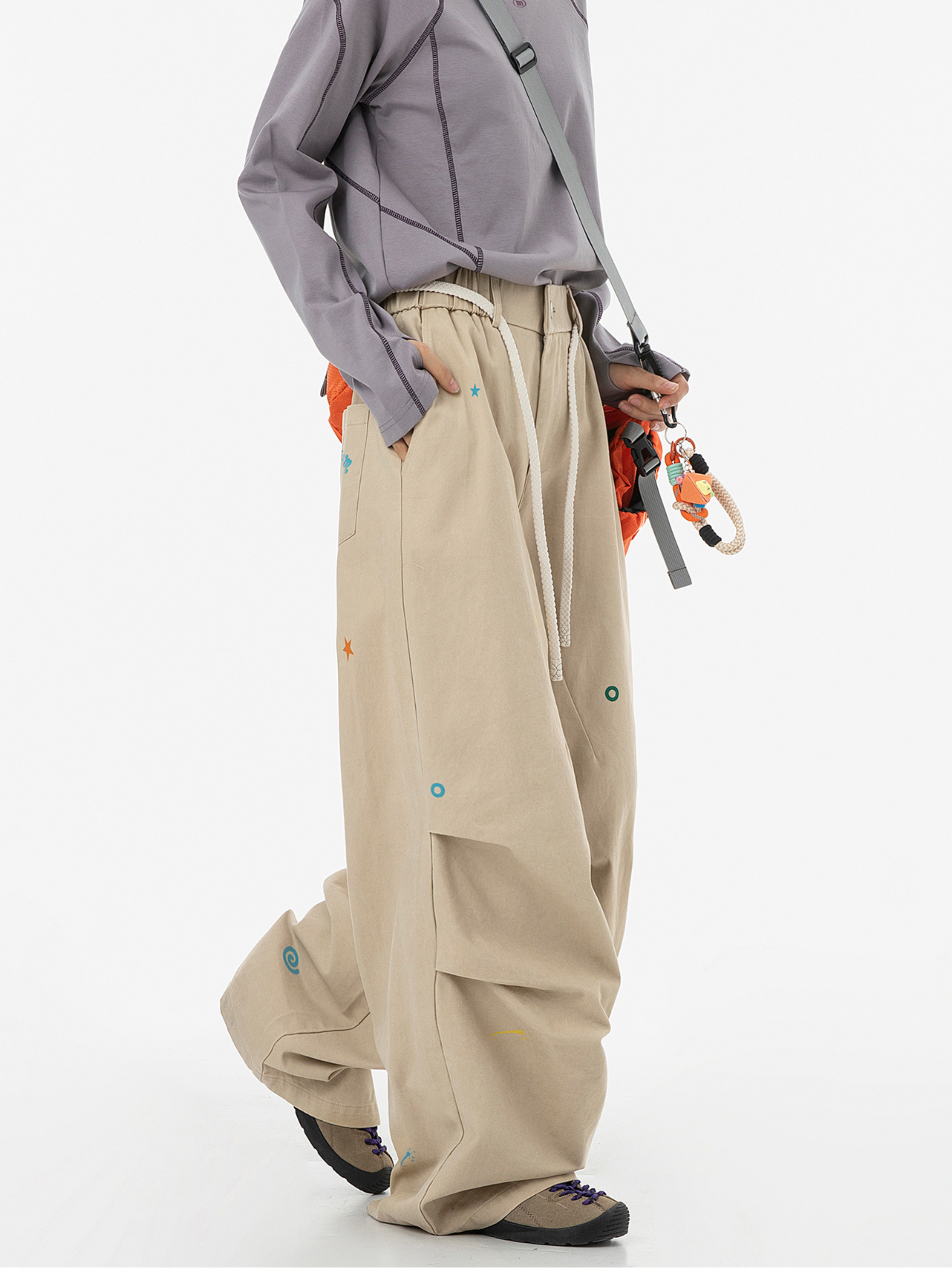 FrostTop - Women's Pure Cotton Straight-Leg Curved Pleat Paratrooper Pants