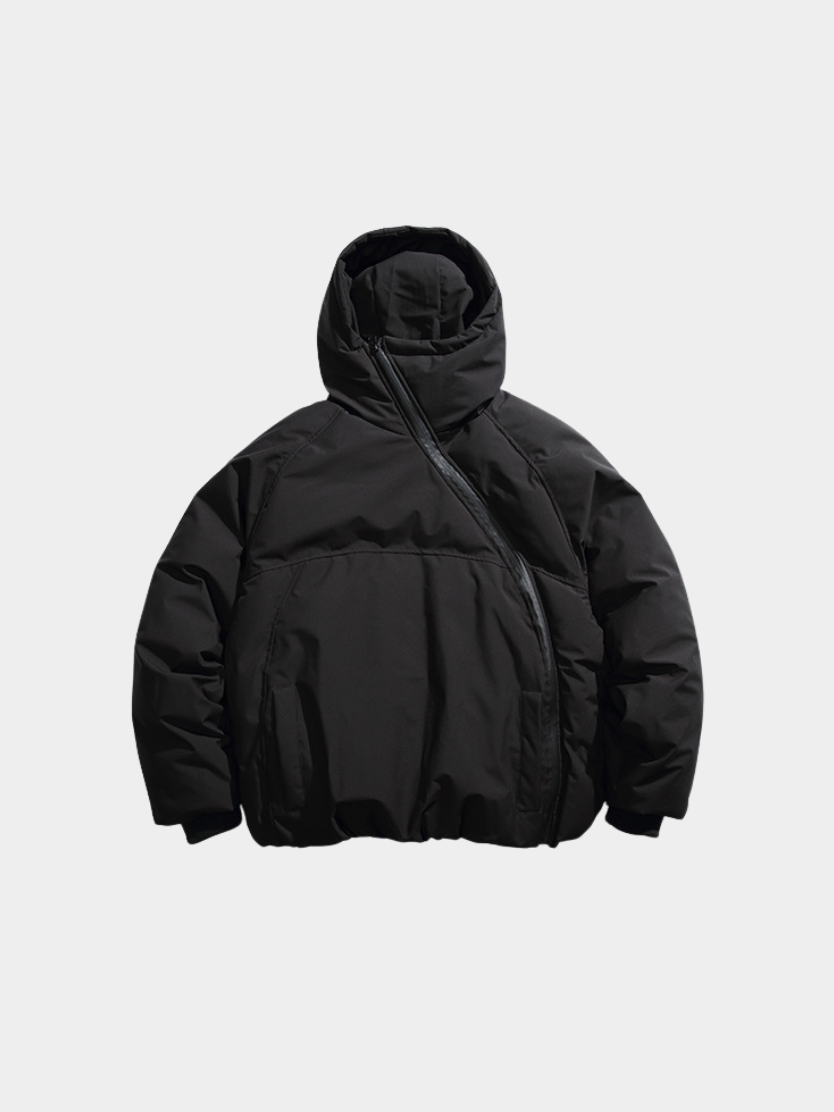 BluffGo - Unisex Asymmetric Zipper Hooded Puffer Jacket GONGGAR SPORTS