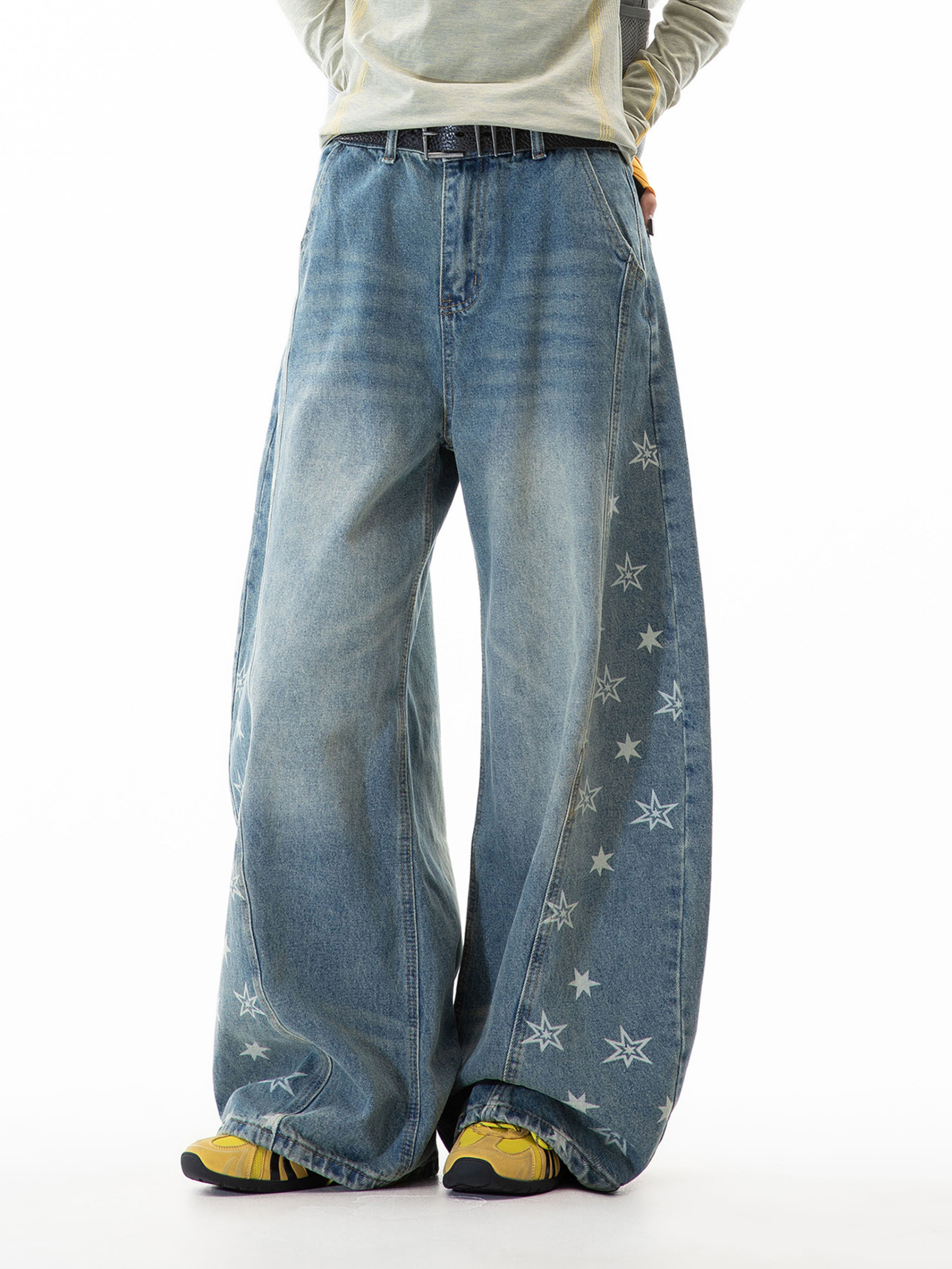 Gravitas - Women's Star-Print Washed Scimitar Denim Pants
