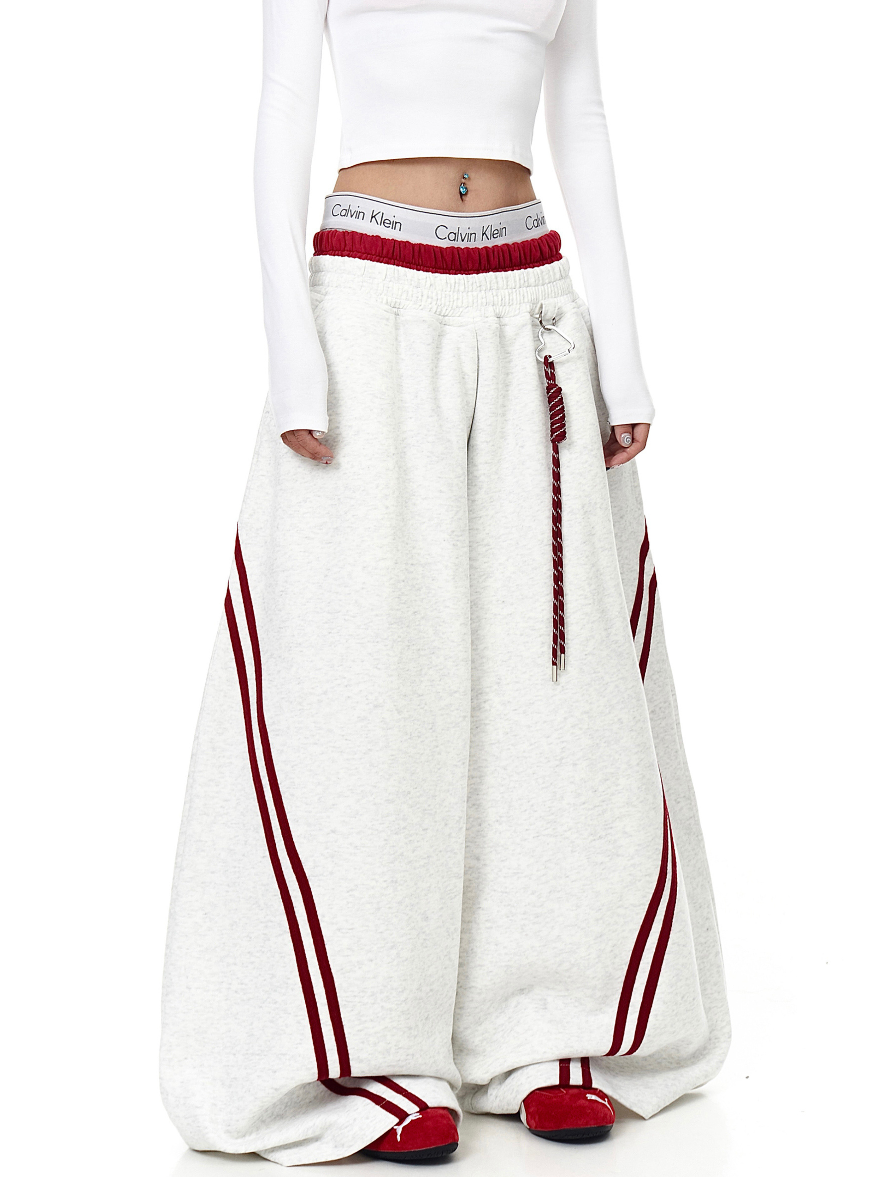 Iceveil -Women's Double-Waist Blade-Cut Wide-Leg Sweatpants