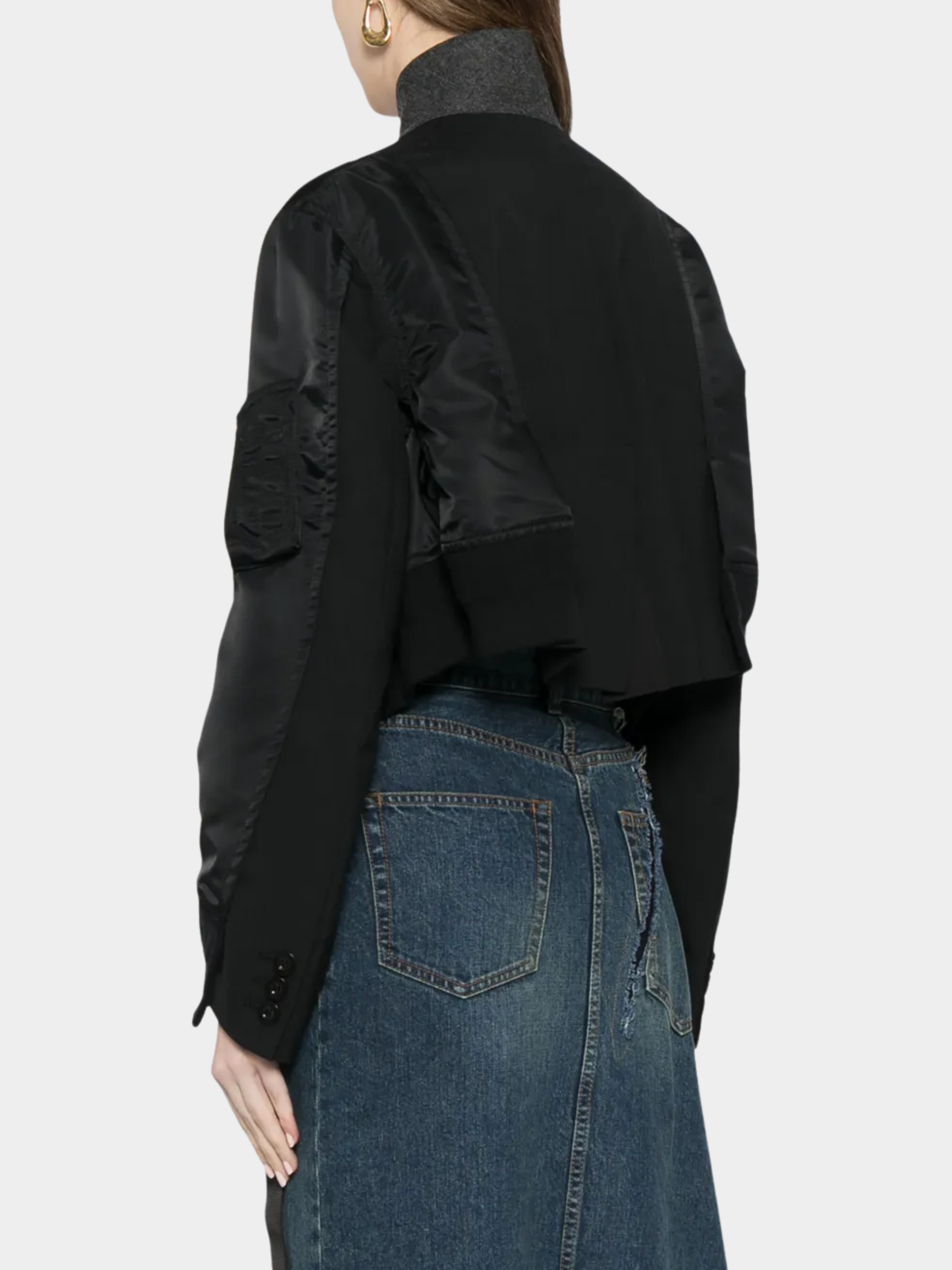 ShadowView - Women's Colorblock Split-Hem Cropped Blazer Jacket