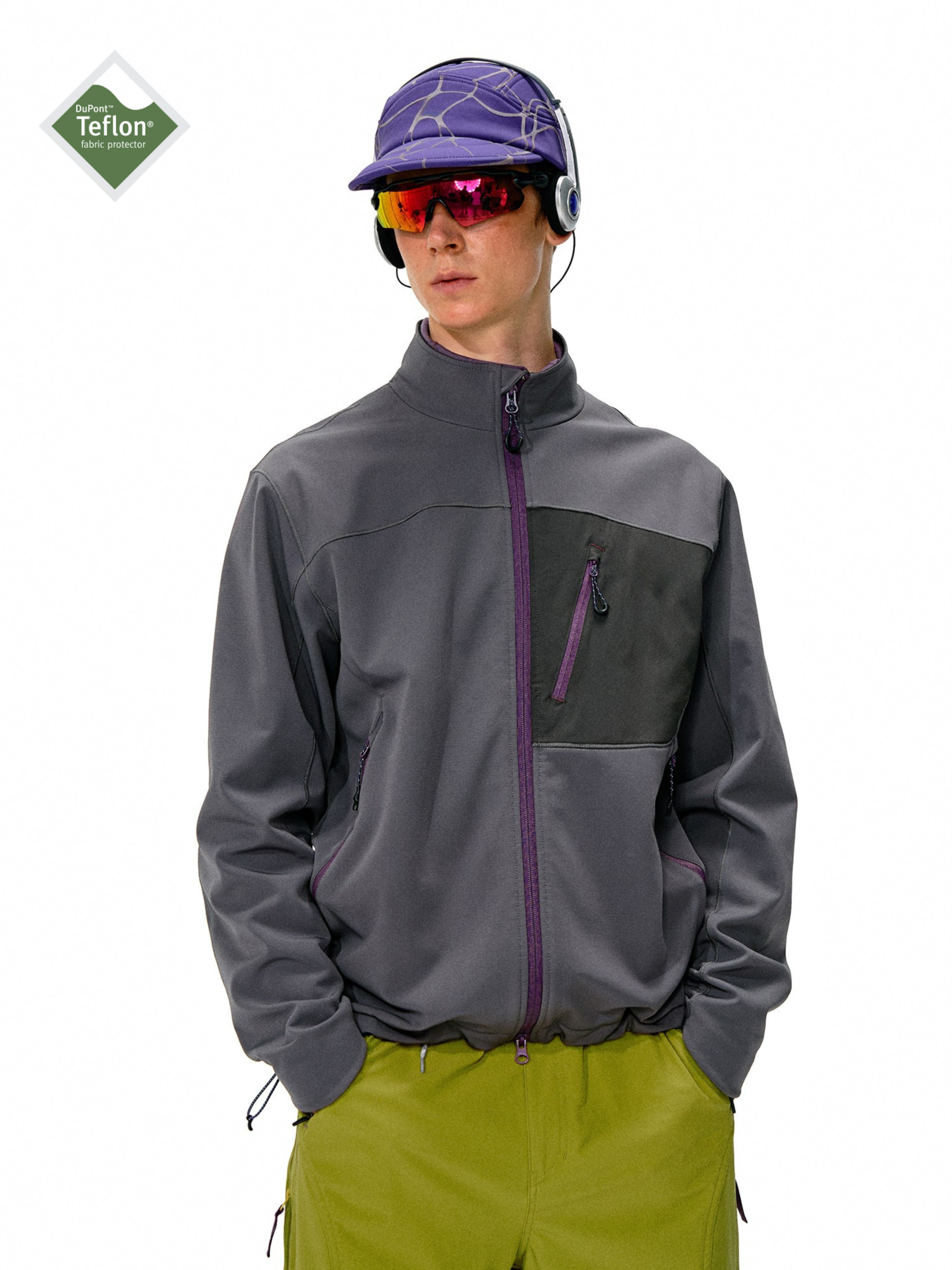 Driftcore - Unisex Teflon Water-Repellent Colorblock Stand Collar Jacket