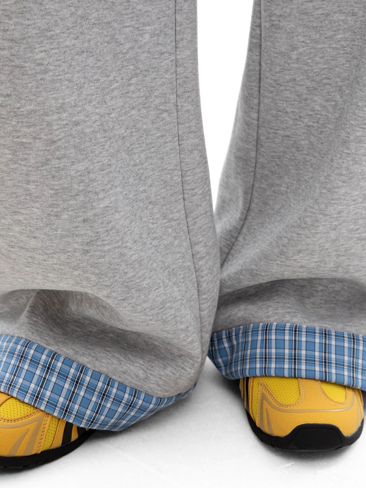 Aldertrek - Unisex Plaid-Panel Baggy Straight-Leg Sweatpants