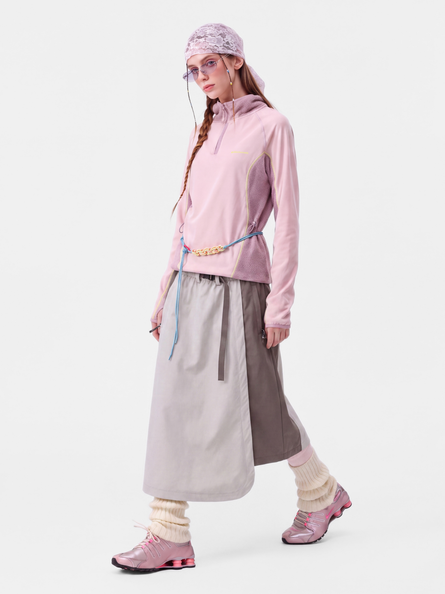 FadeSplit - Women's Fleece-Lined Utility Half-Zip Long-Sleeve Top