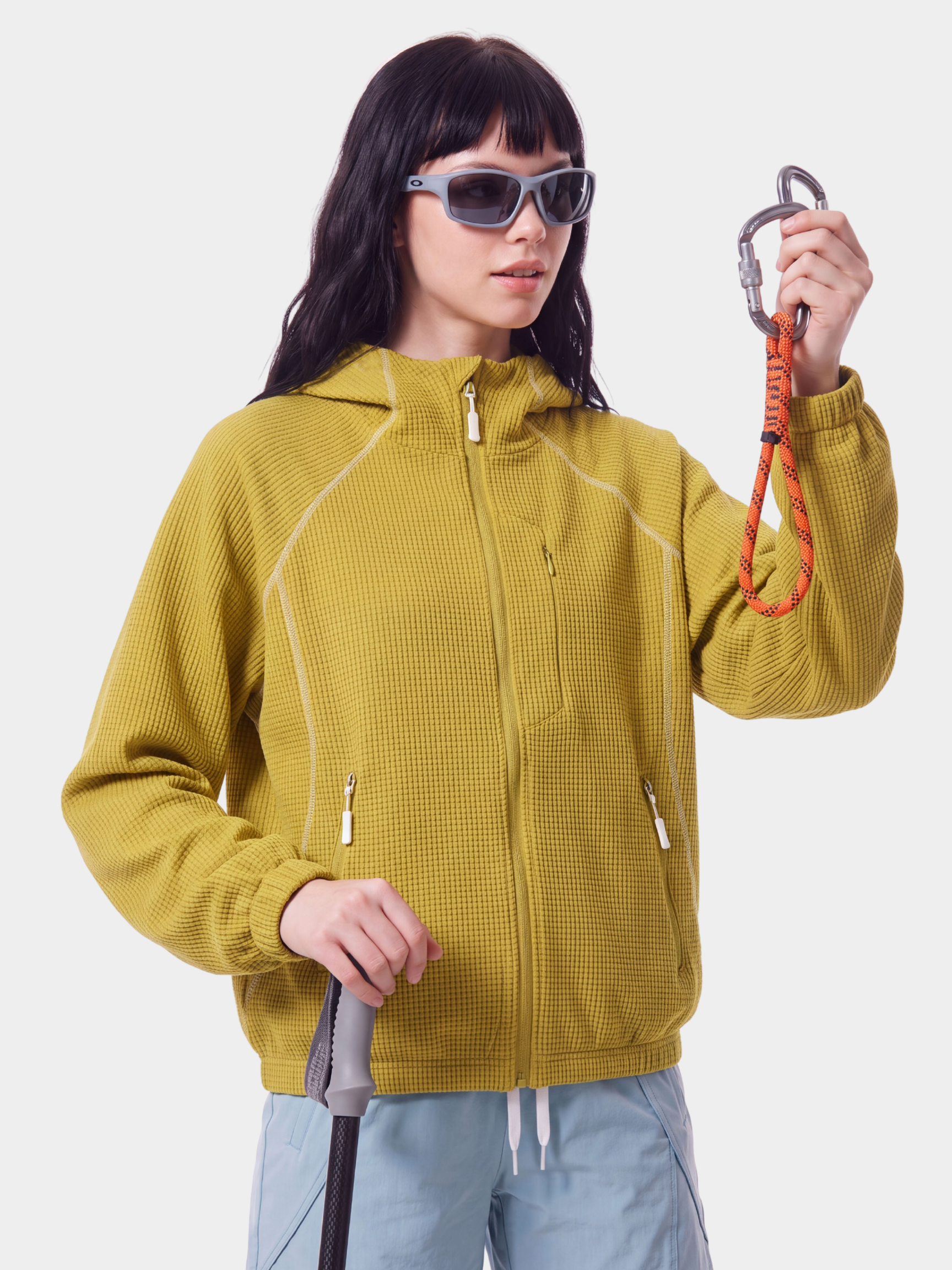 SplitVeil - Unisex Waffle Texture Contrast Stitch Zip-Up Jacket
