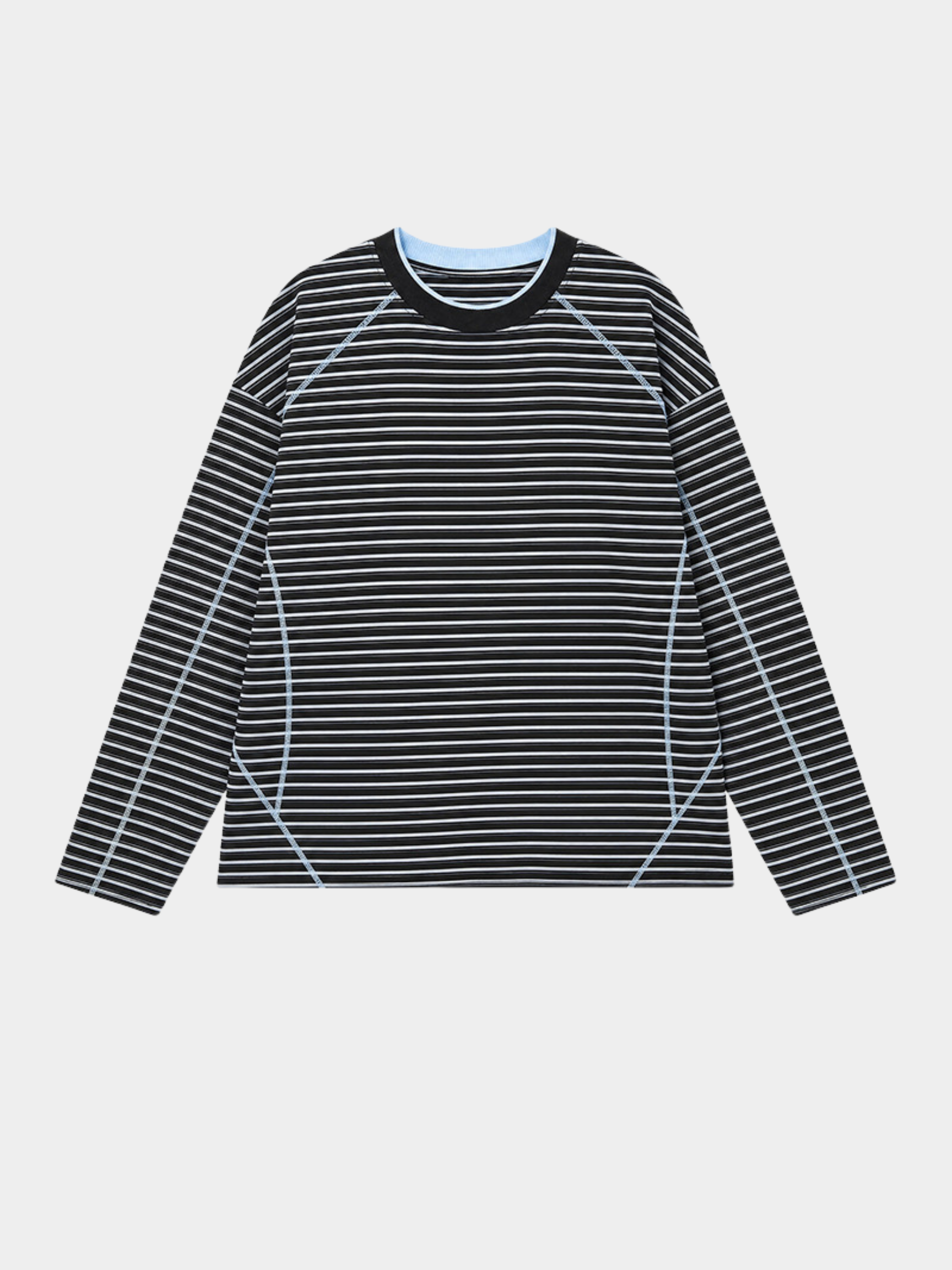 DualDrift - Color-Block Striped Crew Neck T-Shirt
