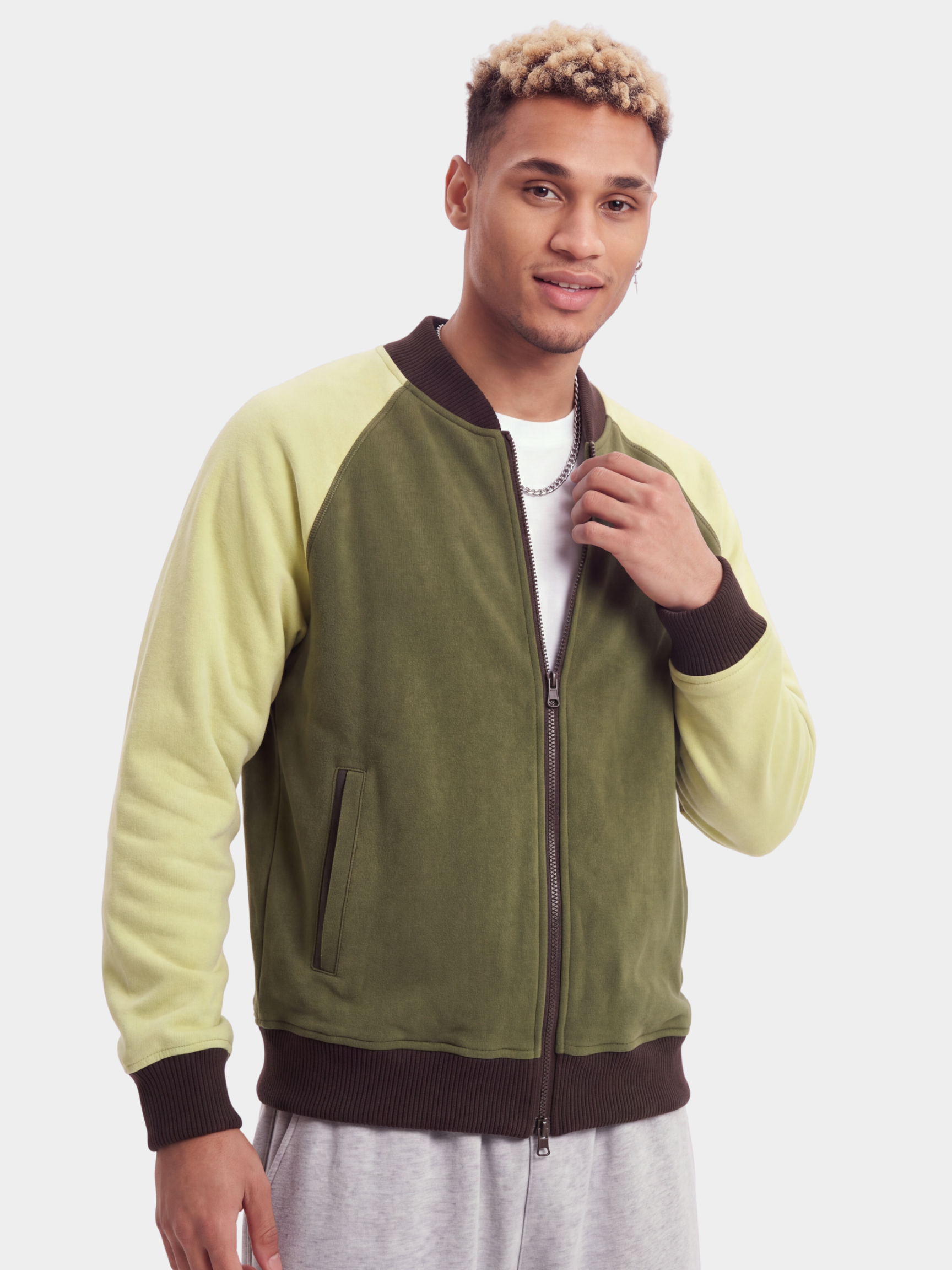 EdgeDrift - Unisex Color-Block Raglan Stand Collar Zip Jacket