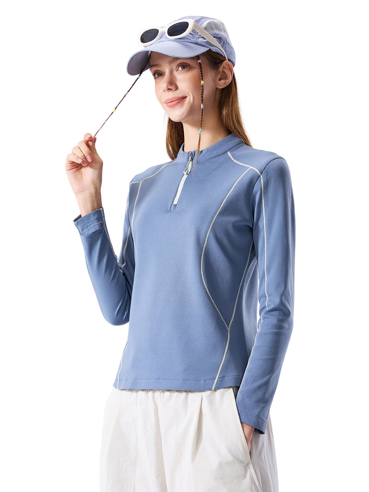 HawkTract - Women's UPF 50+ Antibacterial Quick-Dry Half-Zip T-Shirt