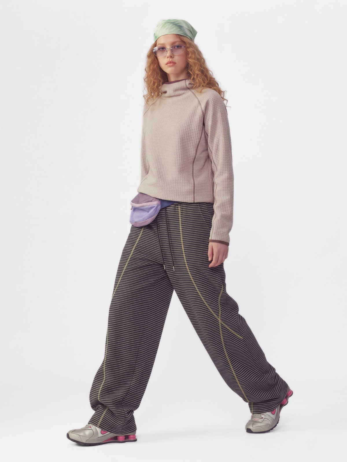 PaleLine - Women's Striped Wide-Leg Drawstring Pants