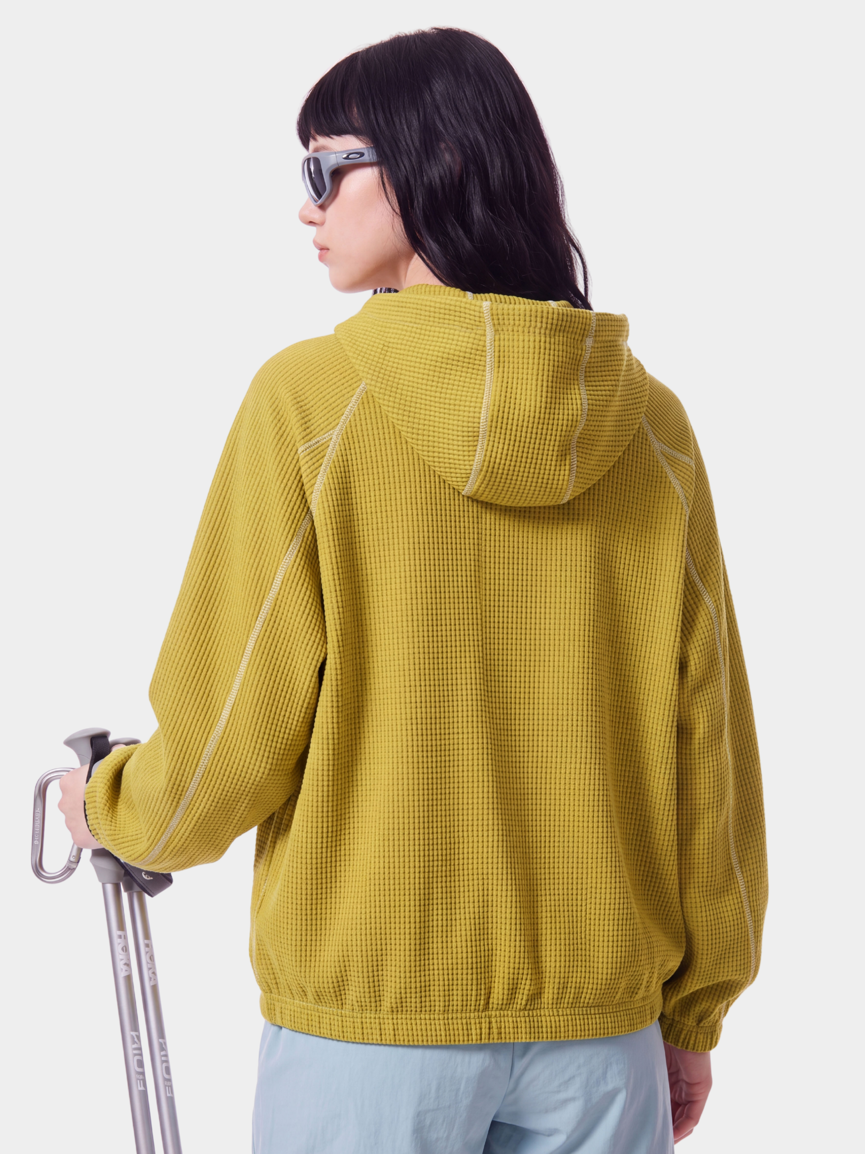 SplitVeil - Unisex Waffle Texture Contrast Stitch Zip-Up Jacket