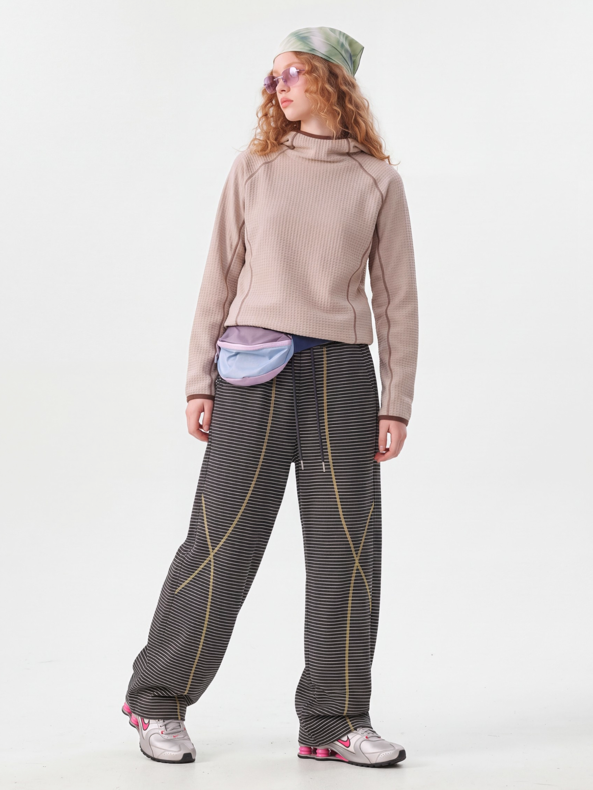 PaleLine - Women's Striped Wide-Leg Drawstring Pants