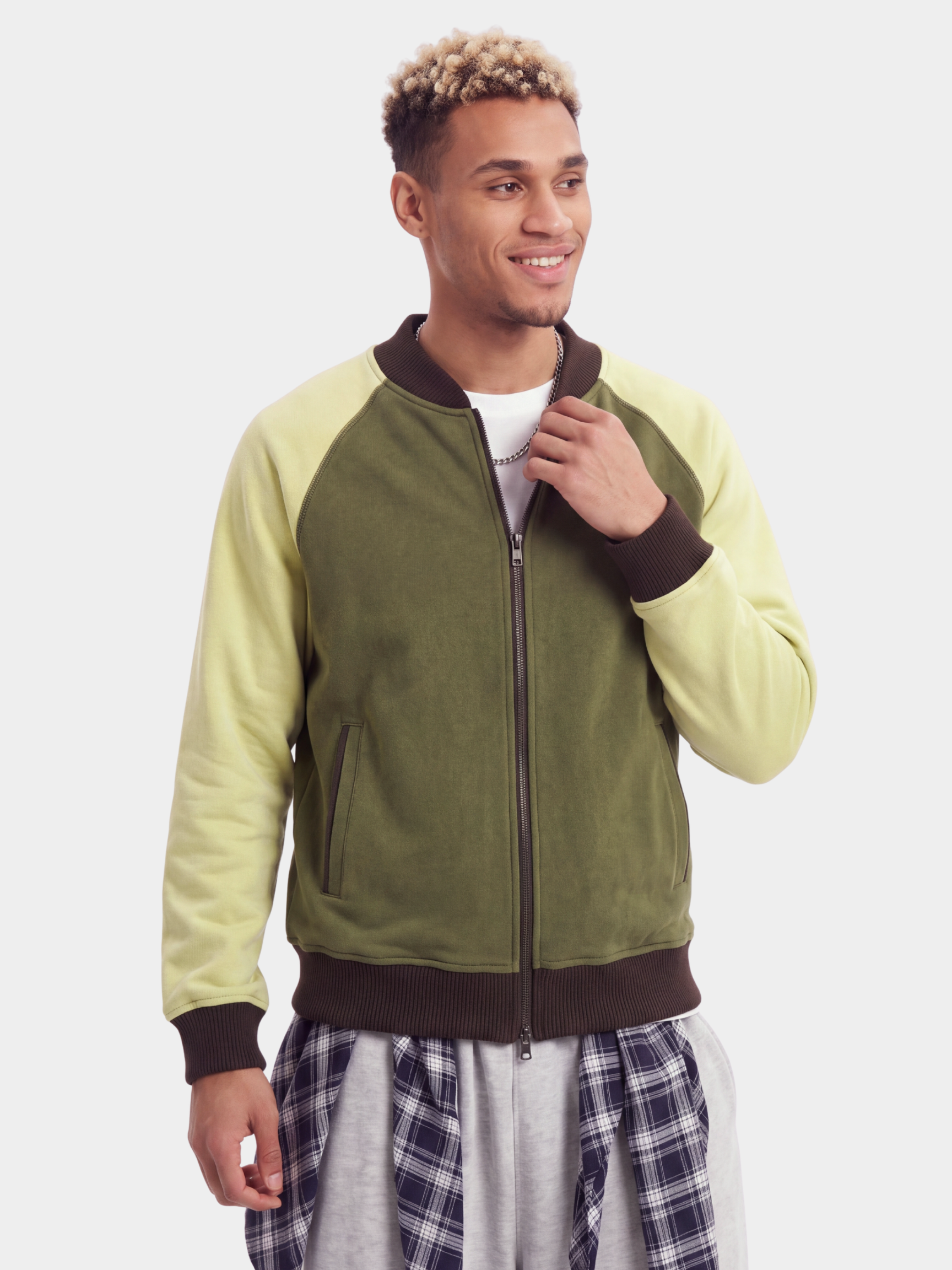 EdgeDrift - Unisex Color-Block Raglan Stand Collar Zip Jacket