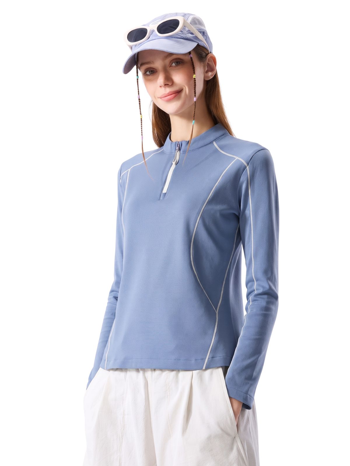HawkTract - Women's UPF 50+ Antibacterial Quick-Dry Half-Zip T-Shirt
