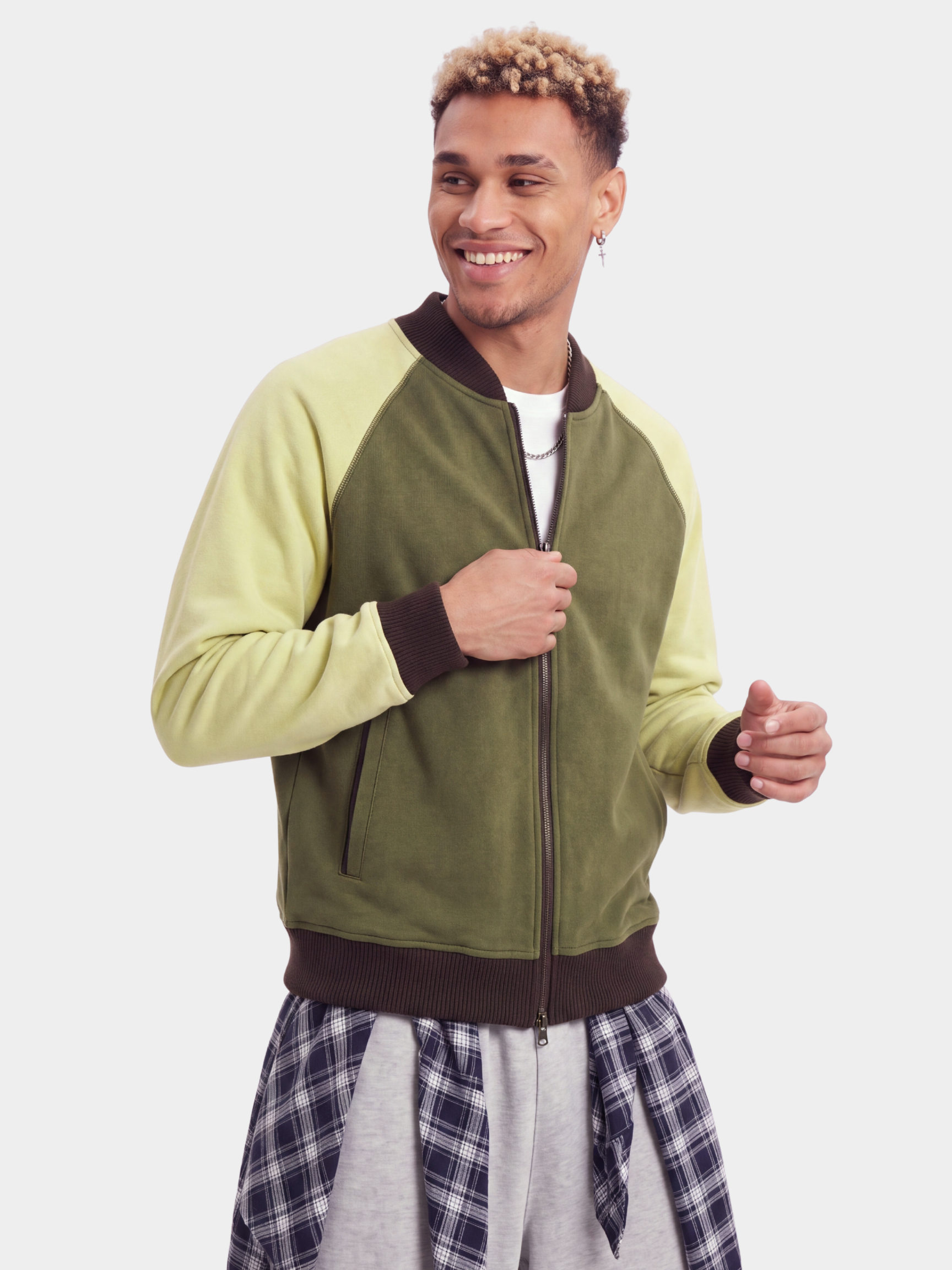 EdgeDrift - Unisex Color-Block Raglan Stand Collar Zip Jacket