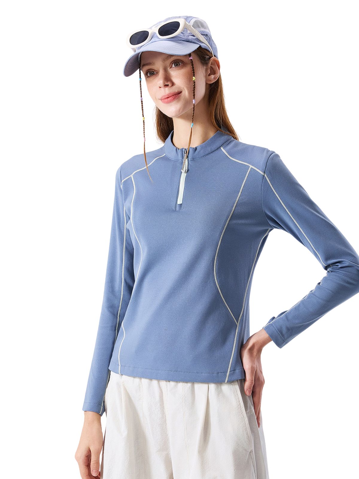 HawkTract - Women's UPF 50+ Antibacterial Quick-Dry Half-Zip T-Shirt