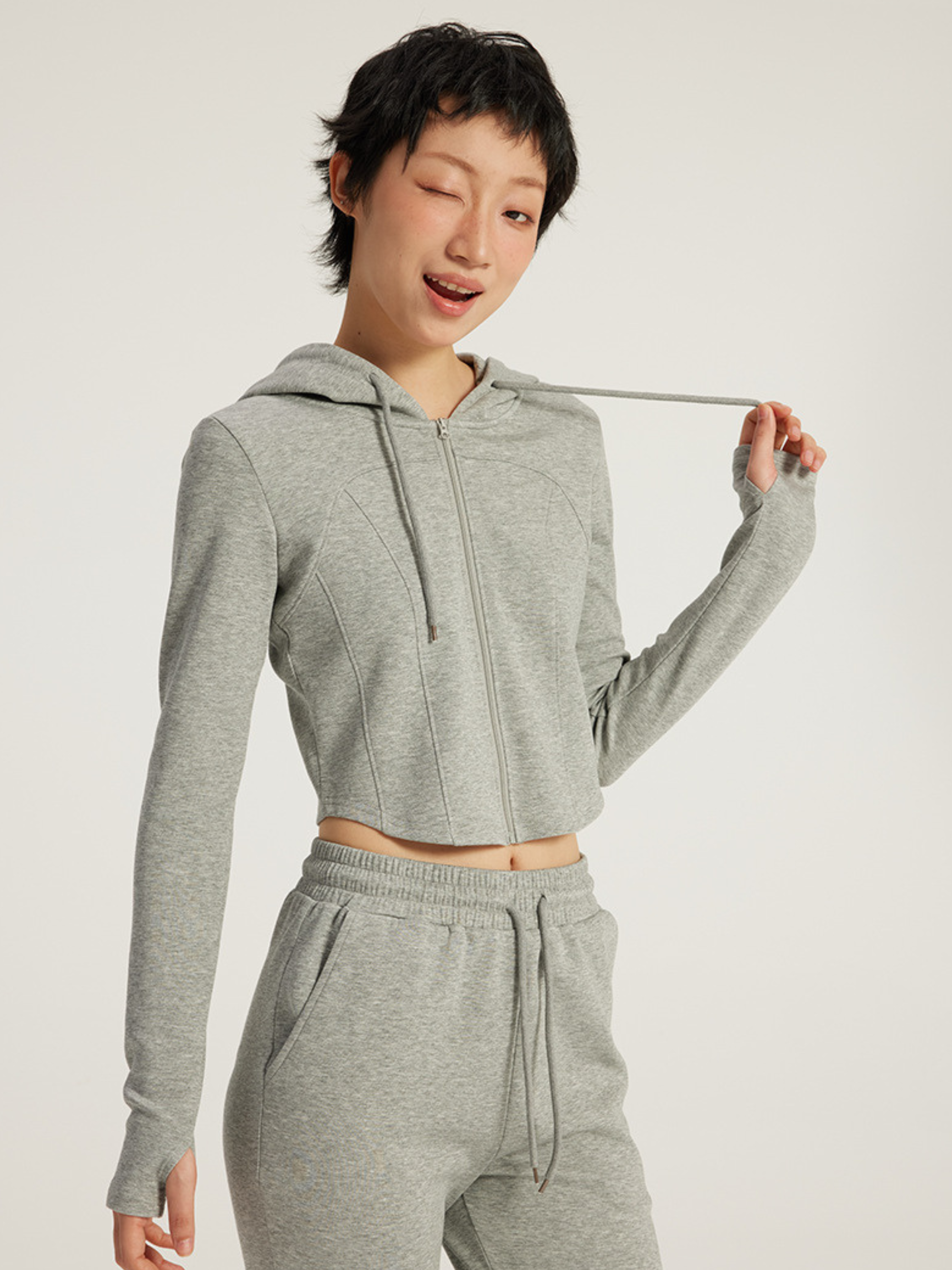 Wildstream - Women's Cropped Fitted Hoodie & High-Waist Micro-Flare Pants Set